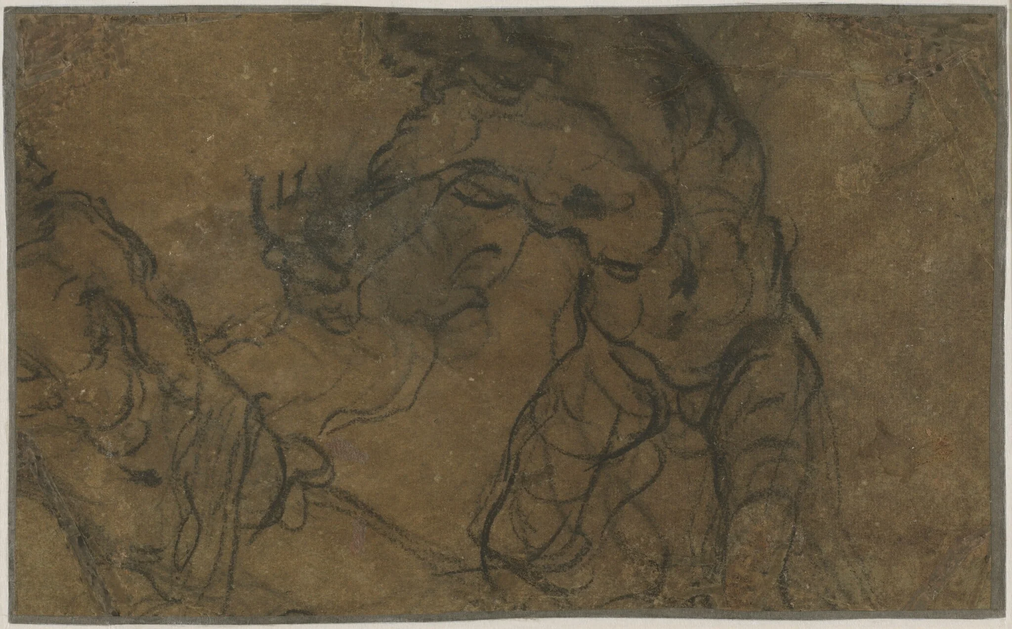 Two Male Figures in Motion (verso)
