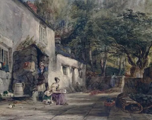 A Cottage in North Wales, with Figures