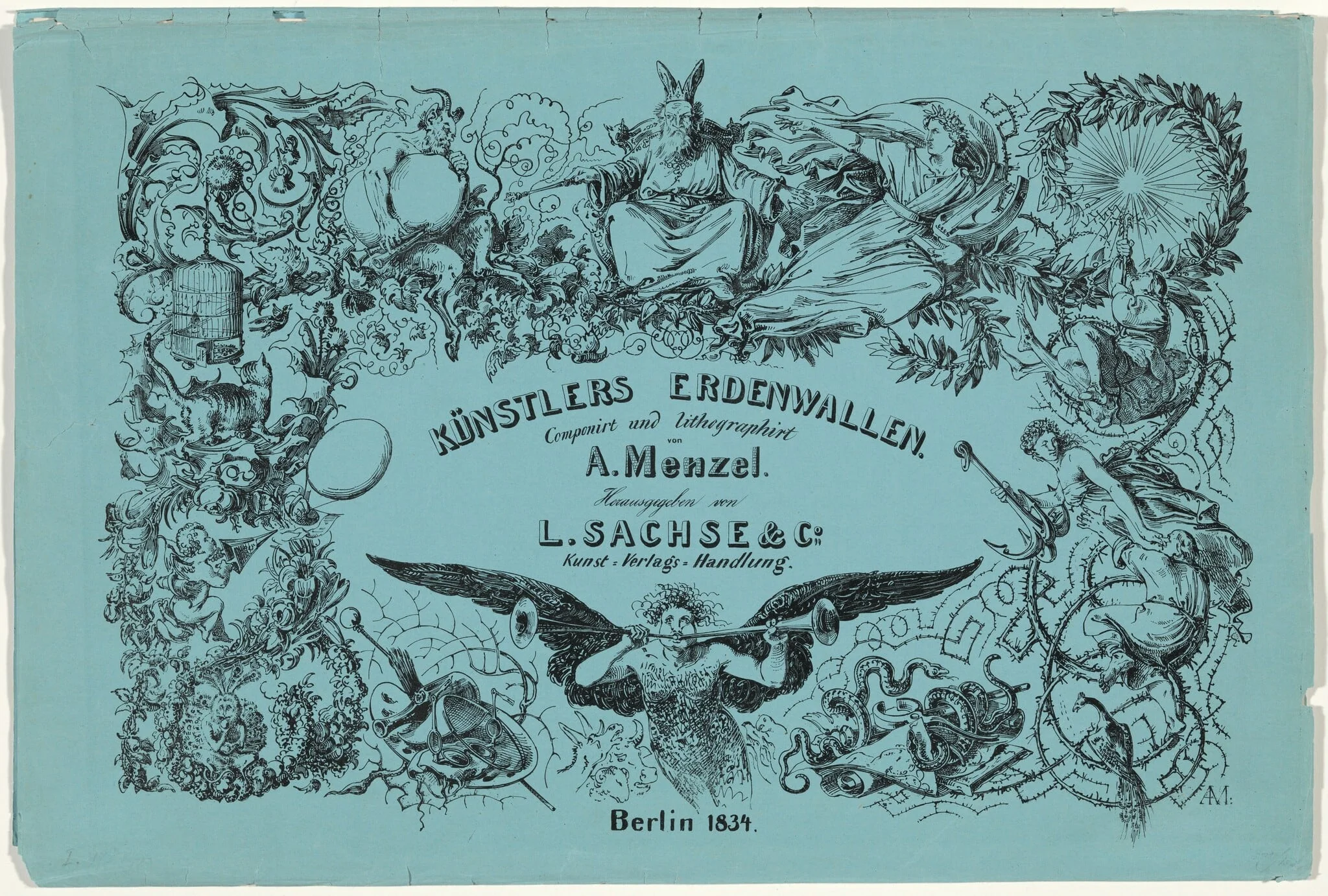 Künstlers Erdenwallen (The Artist’s Earthly Pilgrimage), by Adolph von Menzel, ink, 1834
