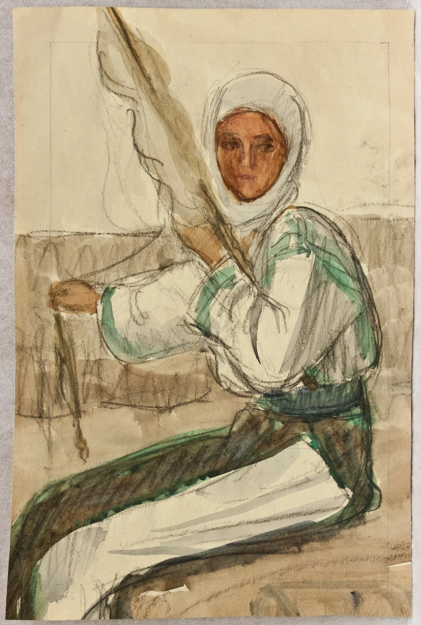 Femeie torcând, by Rodica Maniu, 1950