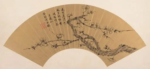 明/清   項聖謨   梅花   扇|Branch of Blossoming Plum