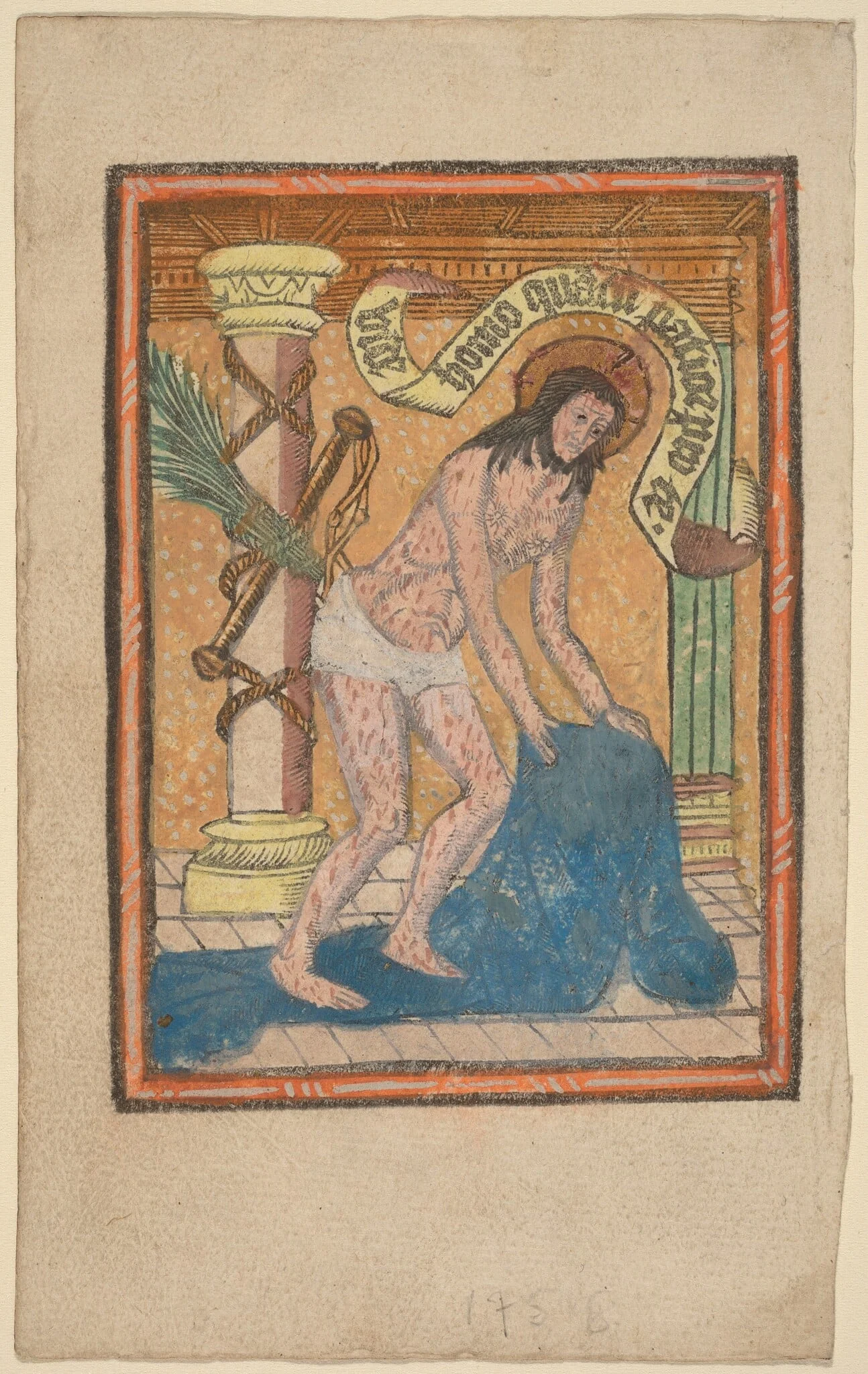 The Man of Sorrows, by French 15th Century, ink, 1490