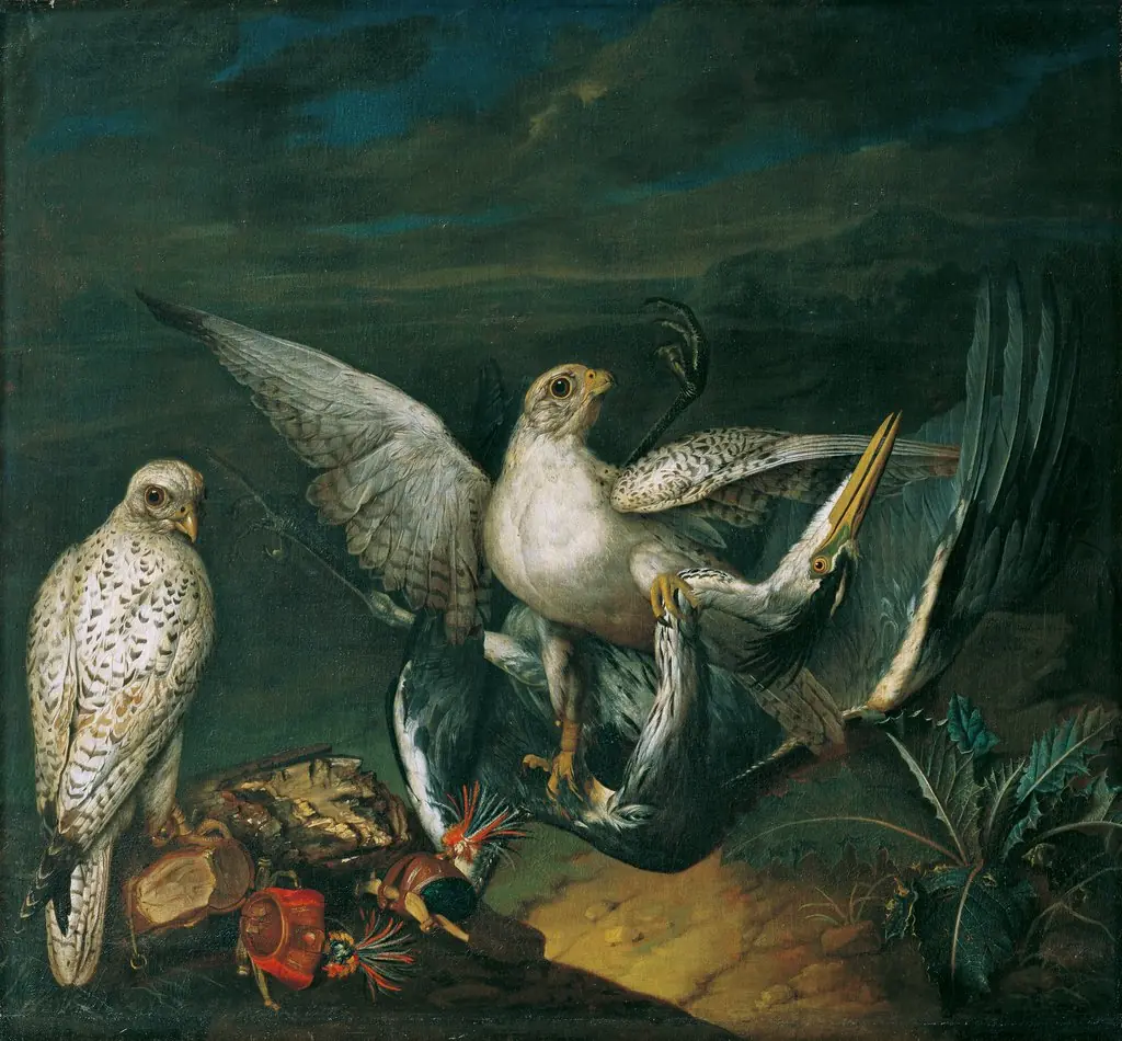 Bird piece, with four different vultures