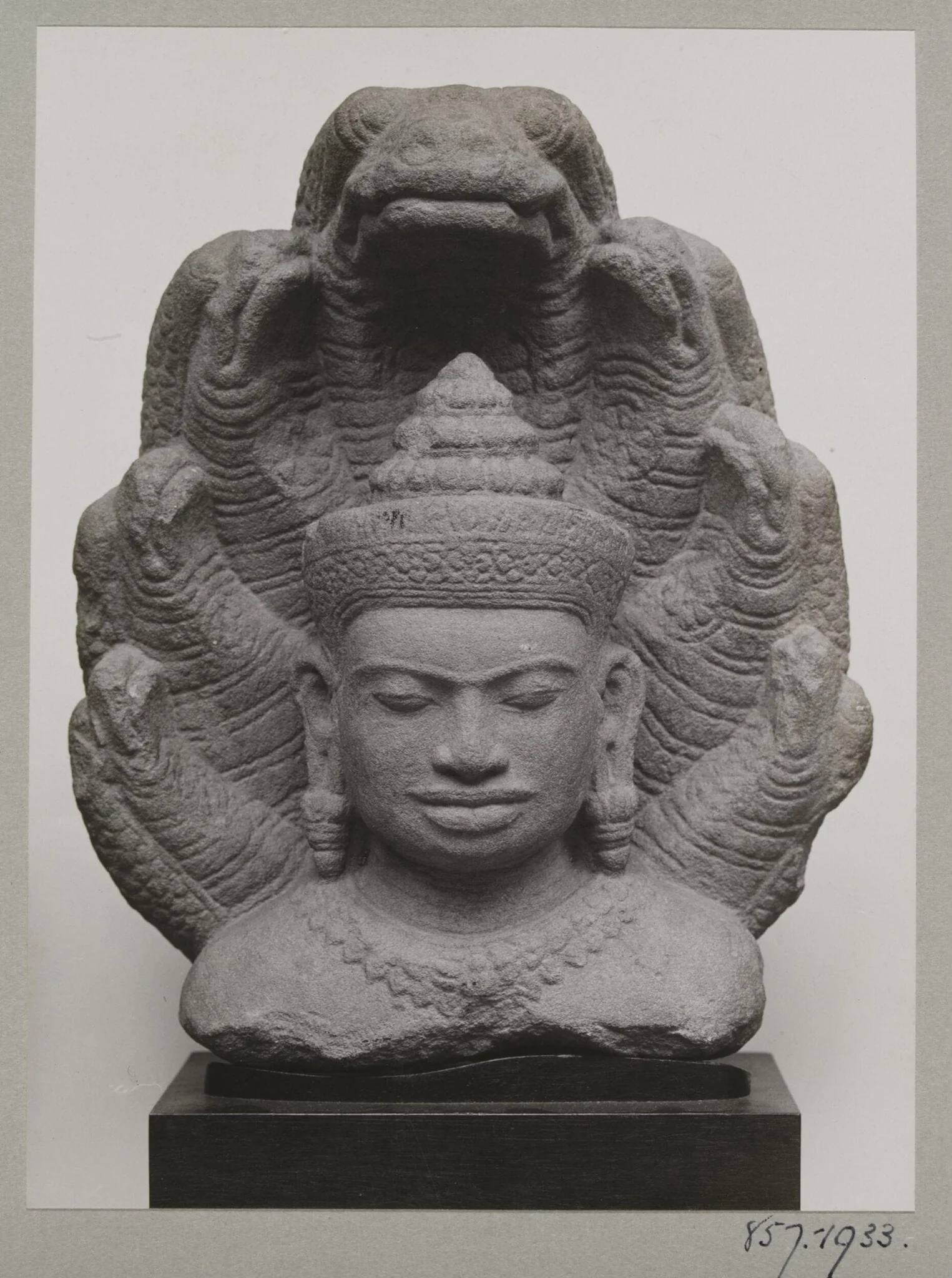 Sculpture, carved stone, Buddha with naga hood, Eastern Siam, 12th-13th century,  H. G. Quaritch Wales Collection, by Unknown, photographic, 1934