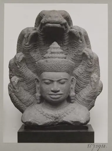 Sculpture, carved stone, Buddha with naga hood, Eastern Siam, 12th-13th century,  H. G. Quaritch Wales Collection