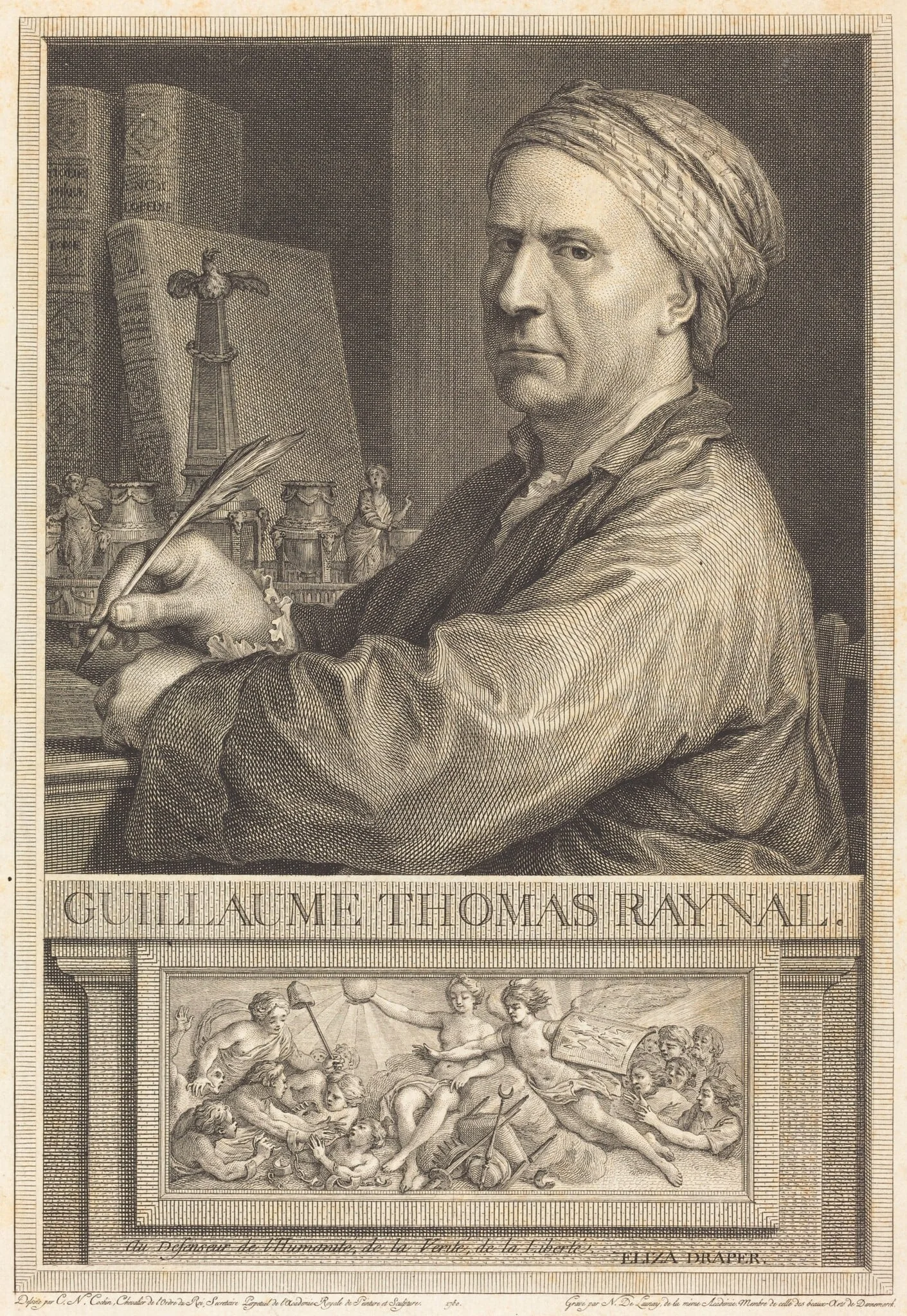Guillaume Thomas Raynal, by Nicolas Delaunay, ink, 1780