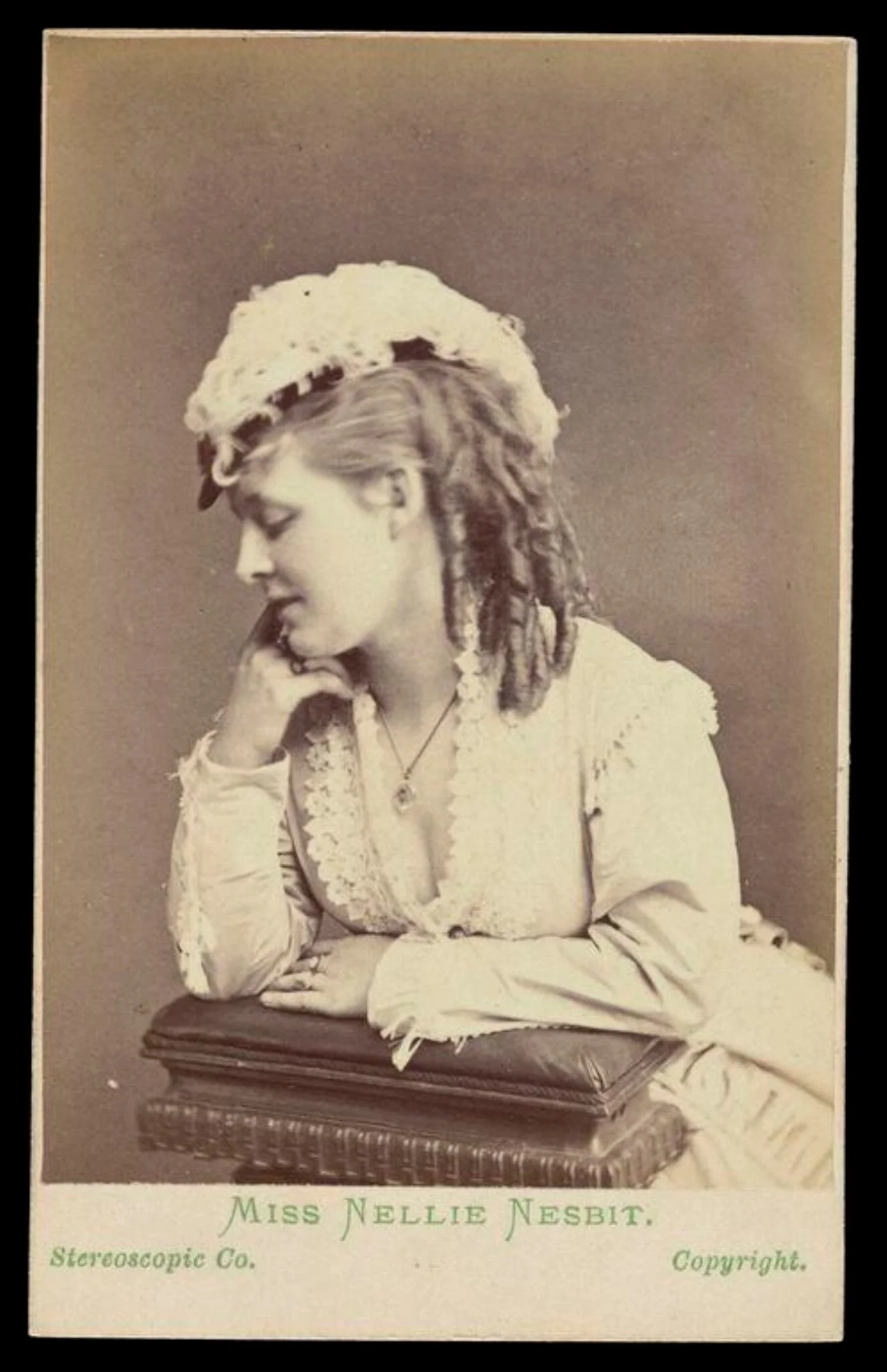A portrait of 'Miss Nellie Nesbit', by London Stereoscopic and Photographic Company, photographic, 1870