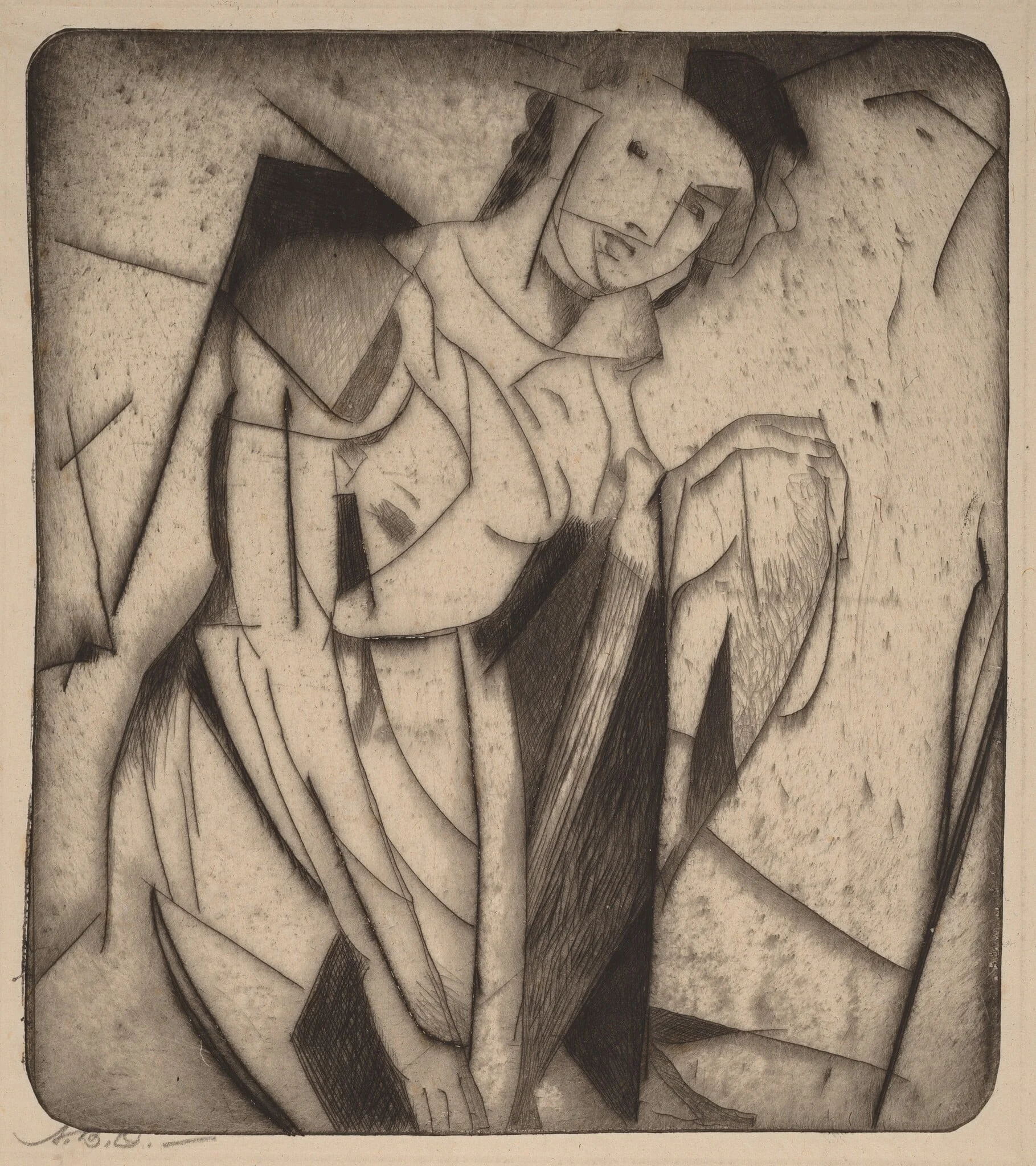 Figure in Glass, by Arthur Bowen Davies, ink, 1916