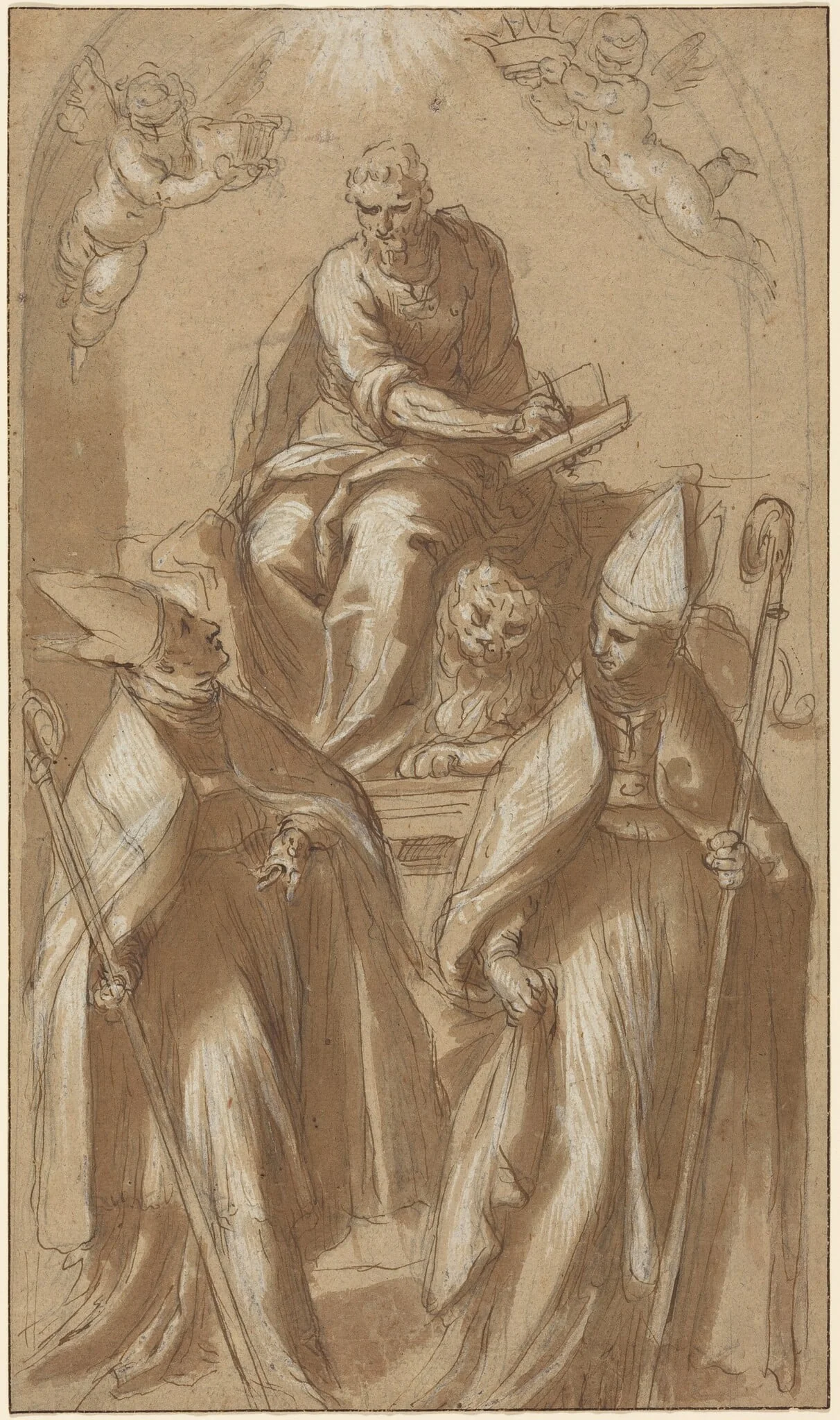 Saint Mark with Two Bishops and Putti