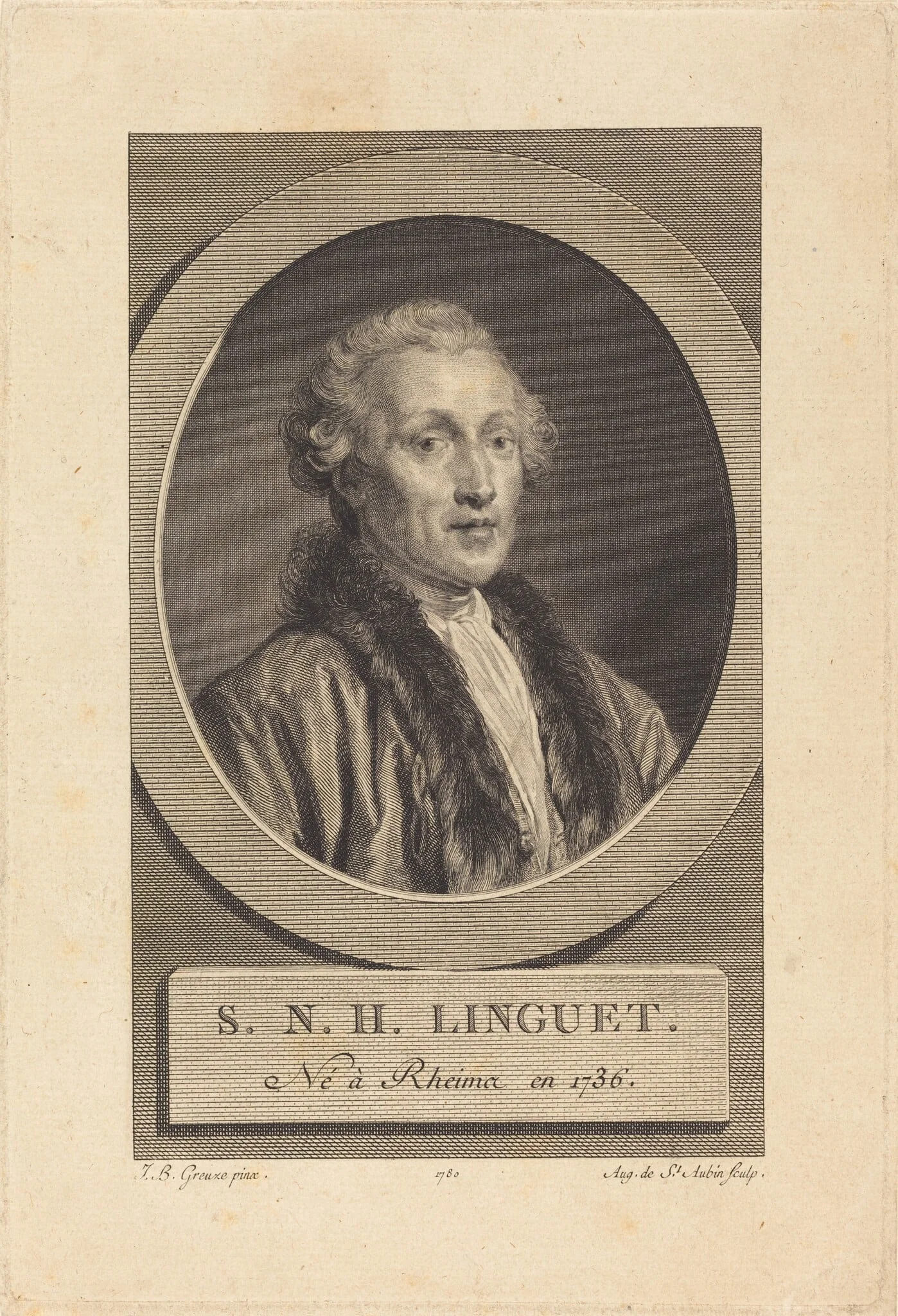 Simon-Nicolas-Henri Linguet, by Augustin de Saint-Aubin, ink, 1780