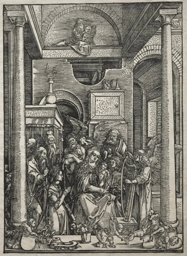 Life of the Virgin:  Adoration of the Virgin and Child by Saints and Angels, by Albrecht Dürer, 1504