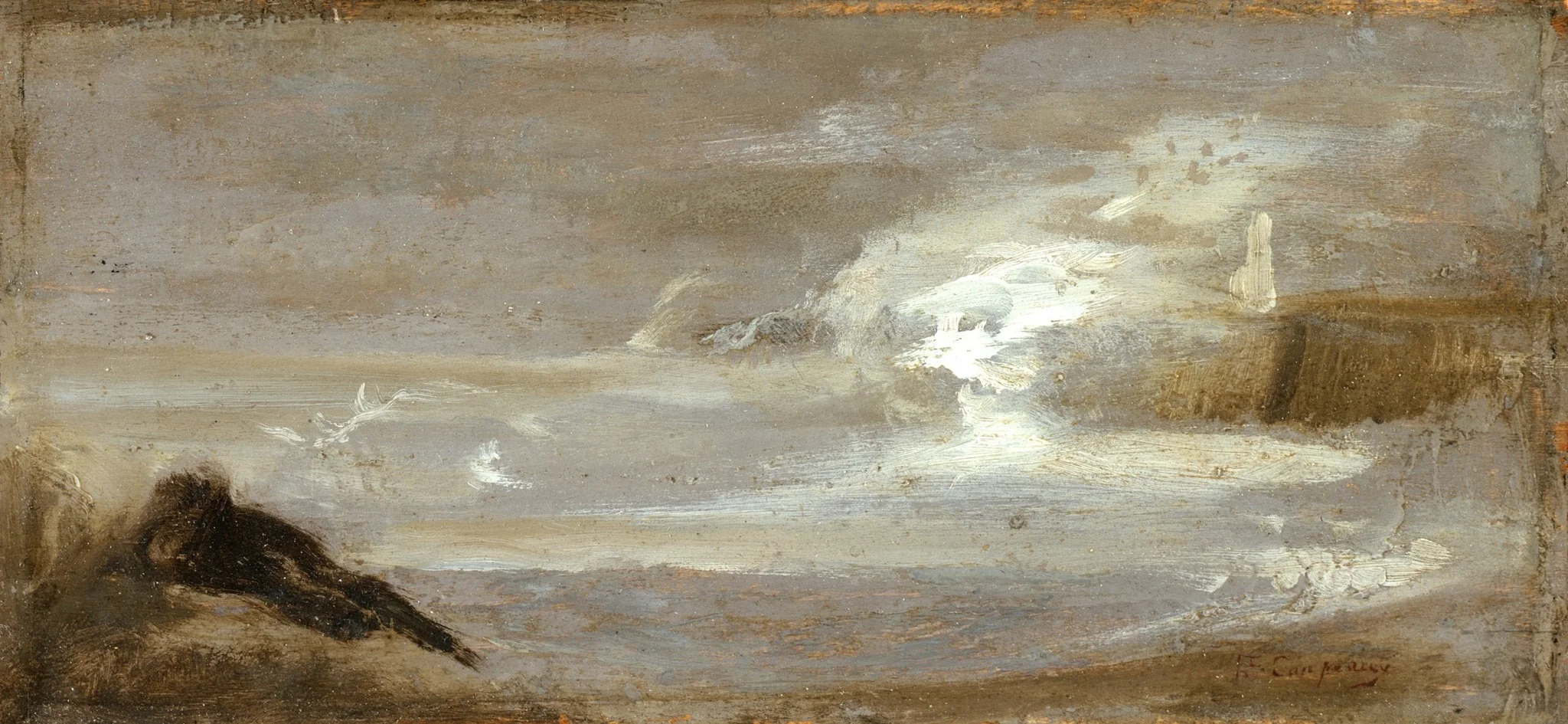 Seascape, by Jean-Baptiste Carpeaux, oil, 1850