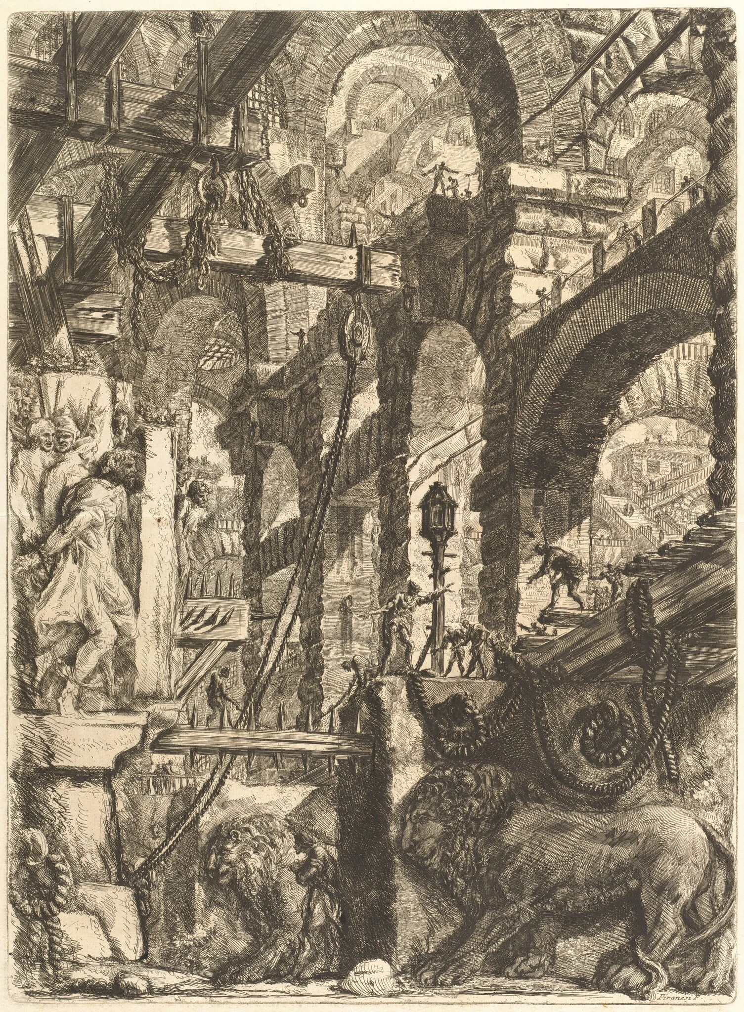 The Lion Bas-Reliefs, by Giovanni Battista Piranesi, ink, 1761