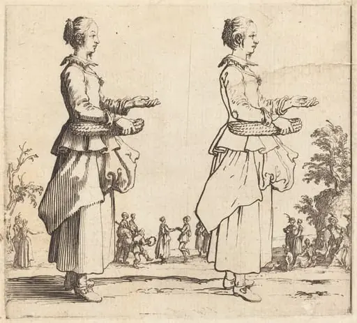 Peasant Woman with Basket, in Profile, Facing Right