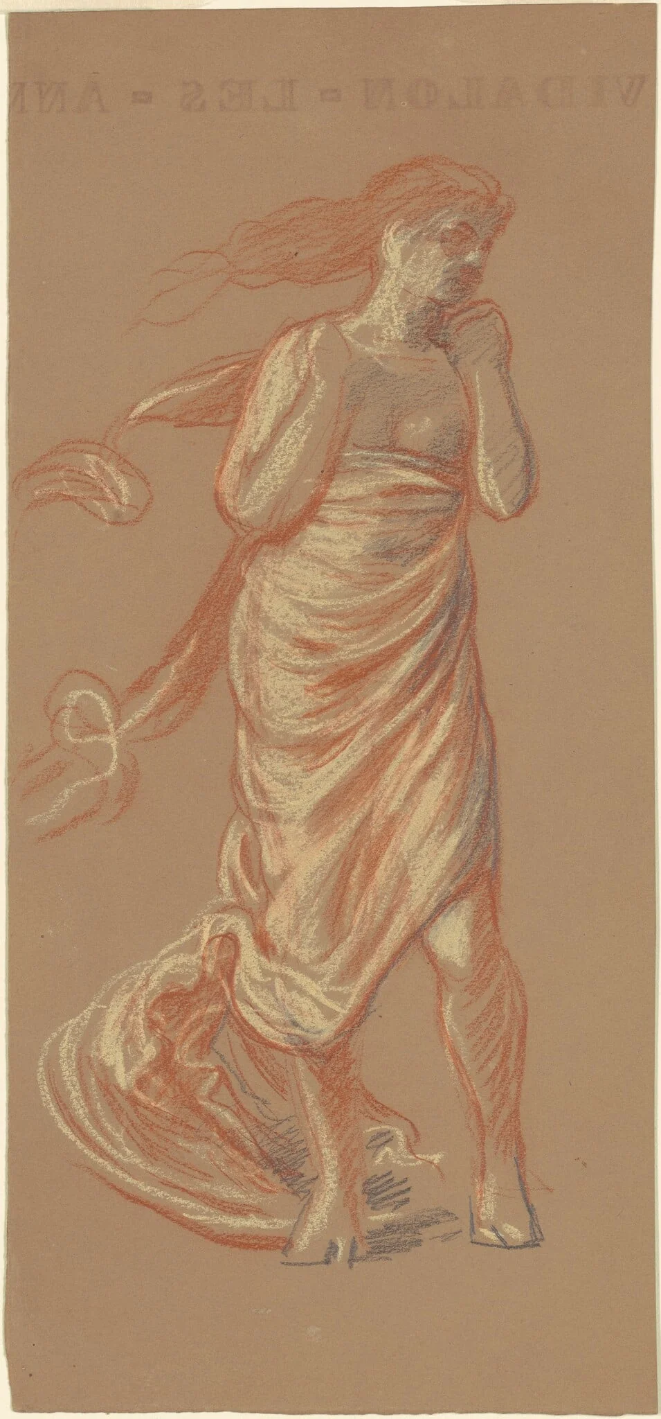 Study for "Greek Girls Bathing" [recto], by Elihu Vedder, graphite, 1872