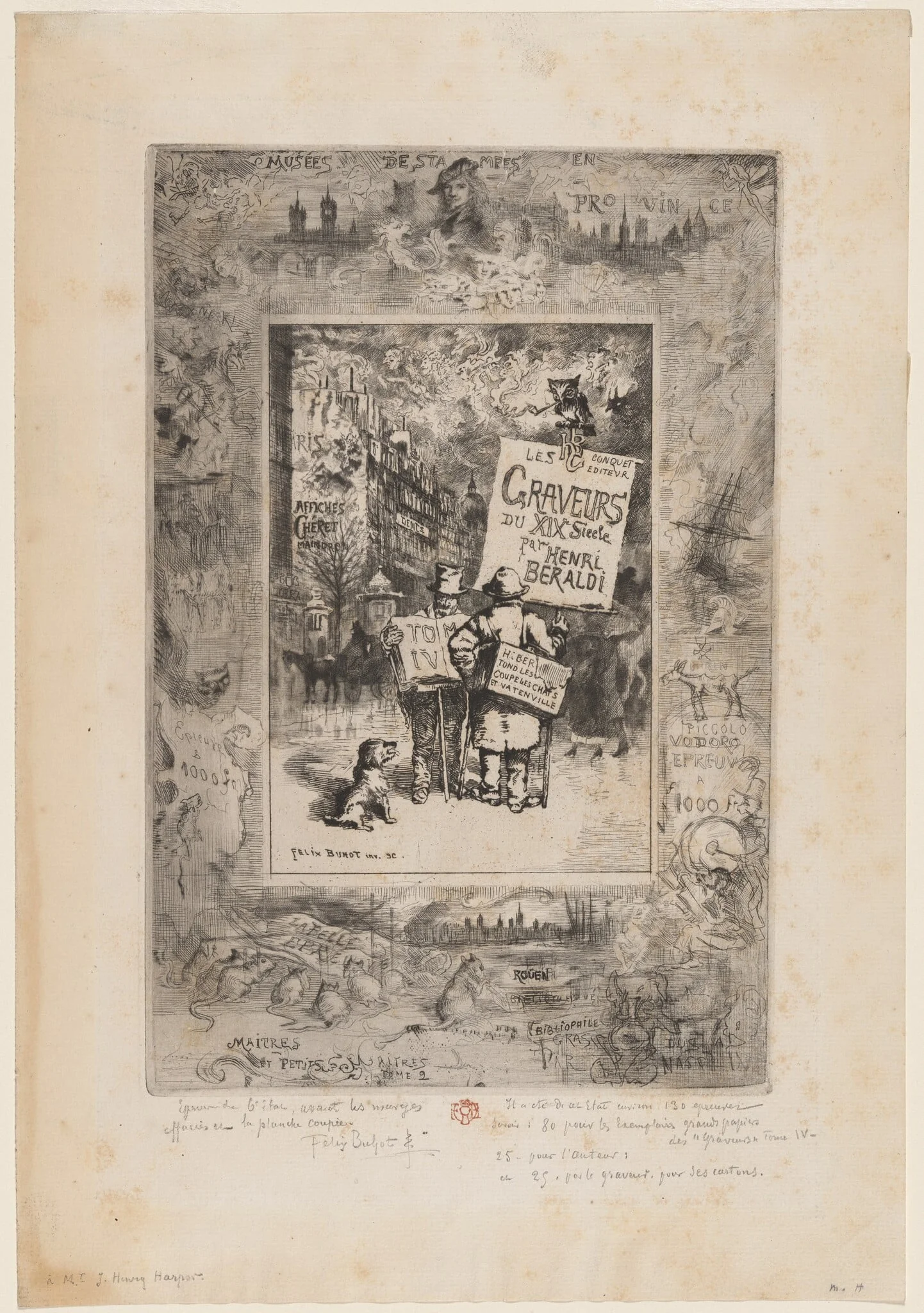 Frontispiece for "Les Graveurs du XIXe siècle de Henri Beraldi", by Félix-Hilaire Buhot, ink, 1877