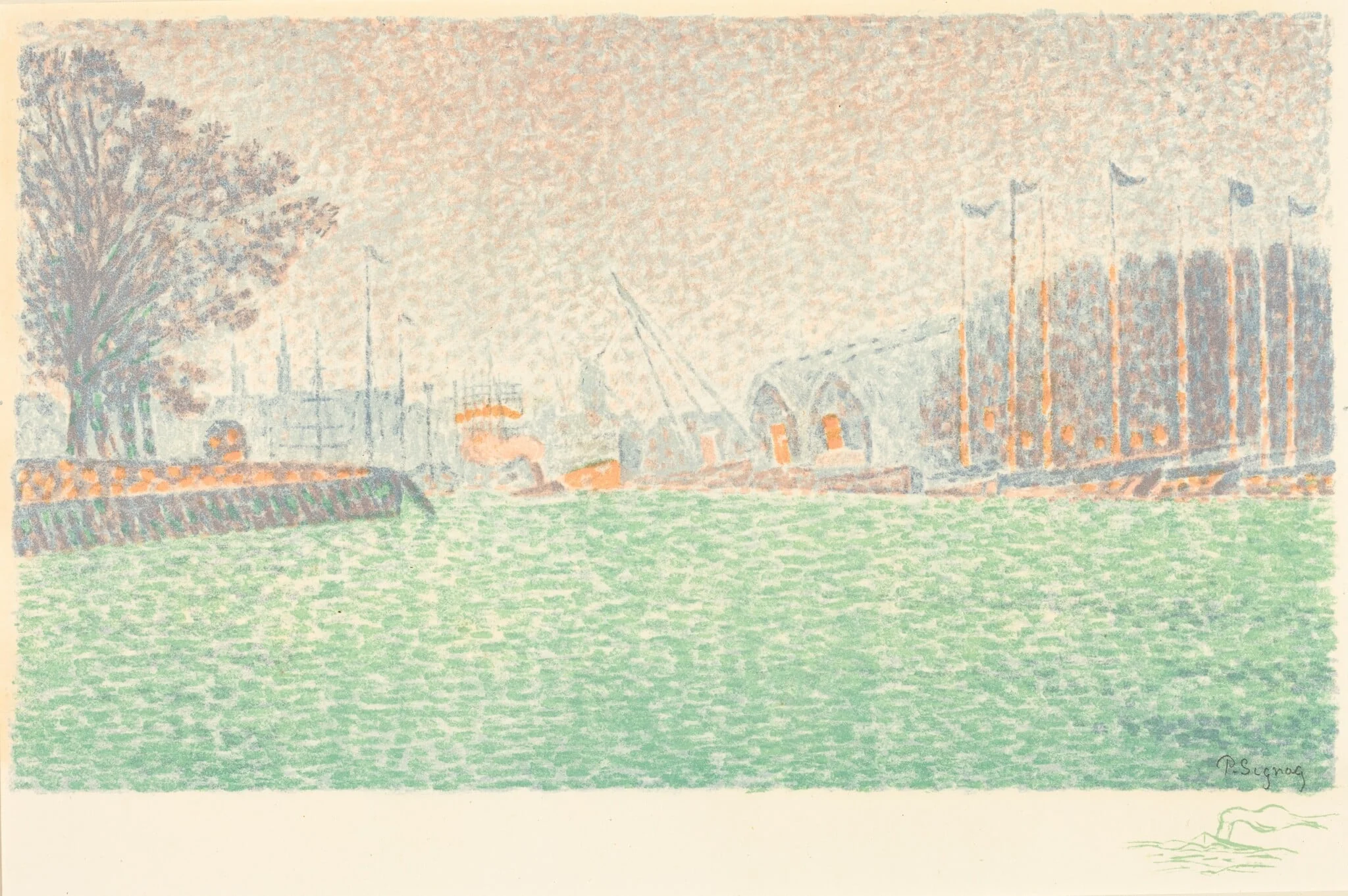 At Flushing (A Flessingue), by Paul Signac, ink, 1895