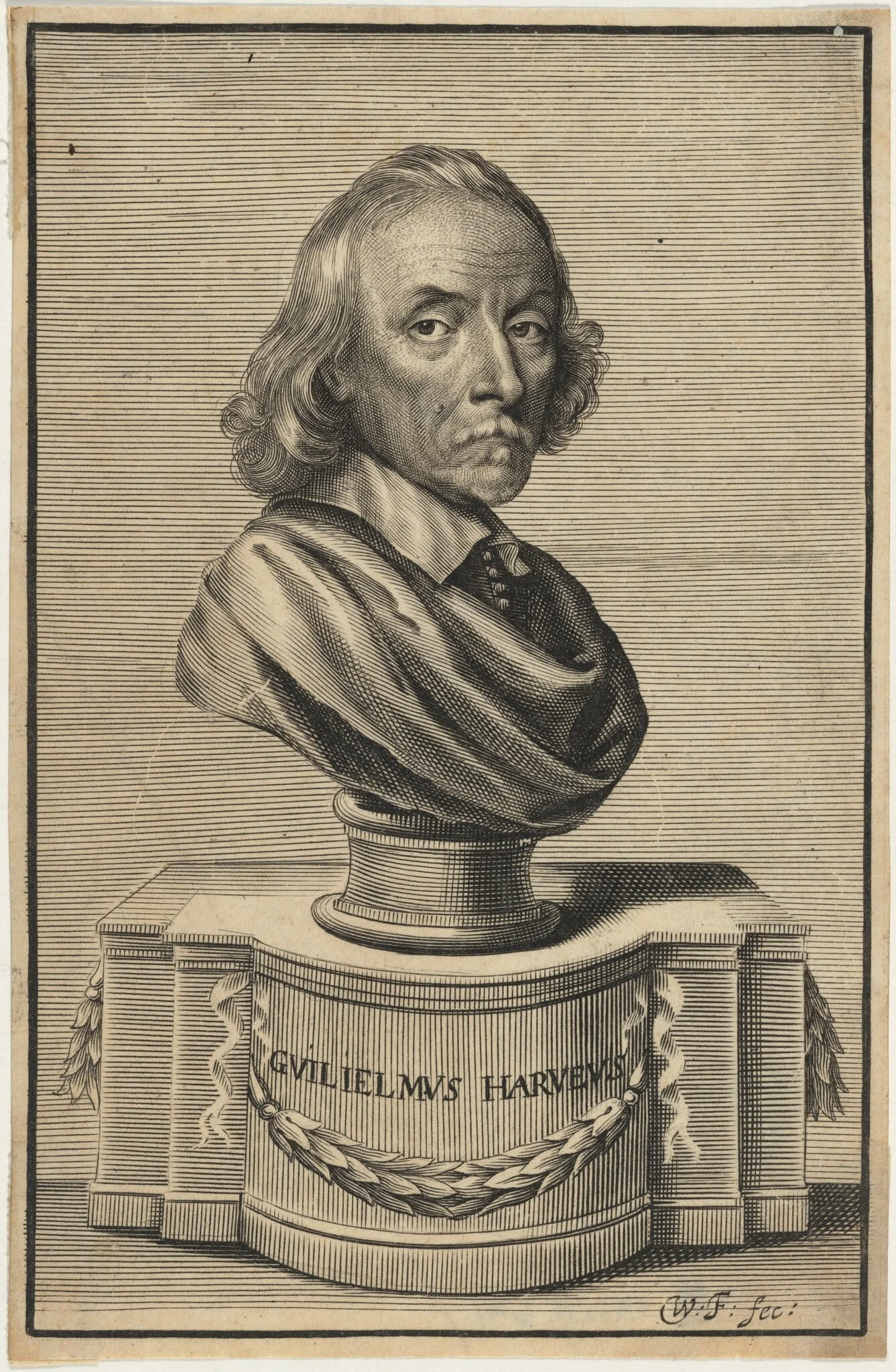 William Harvey, M.D., by William Faithorne, ink, 1653