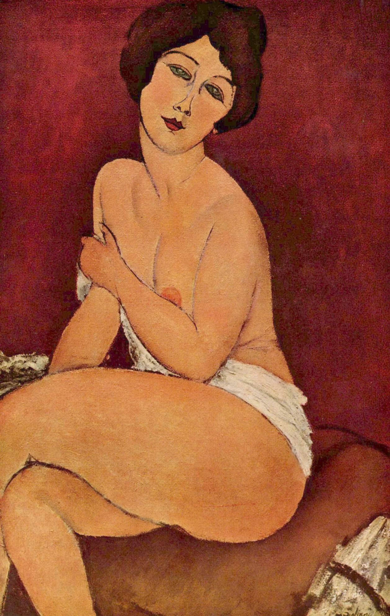 Nude Sitting on a Divan, by Amedeo Modigliani, oil, 1917