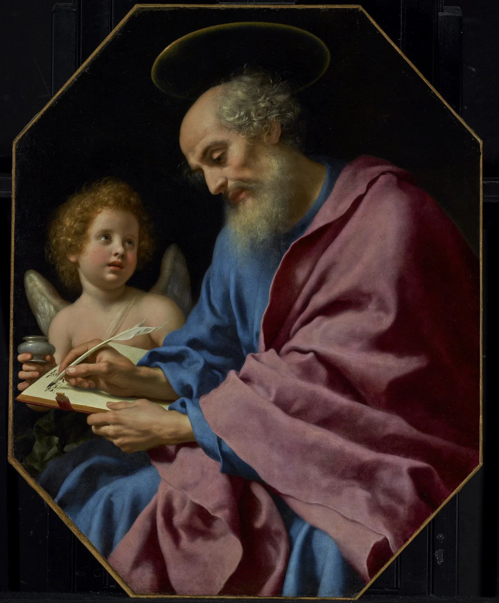 St. Matthew Writing His Gospel, by Carlo Dolci, oil, 1670