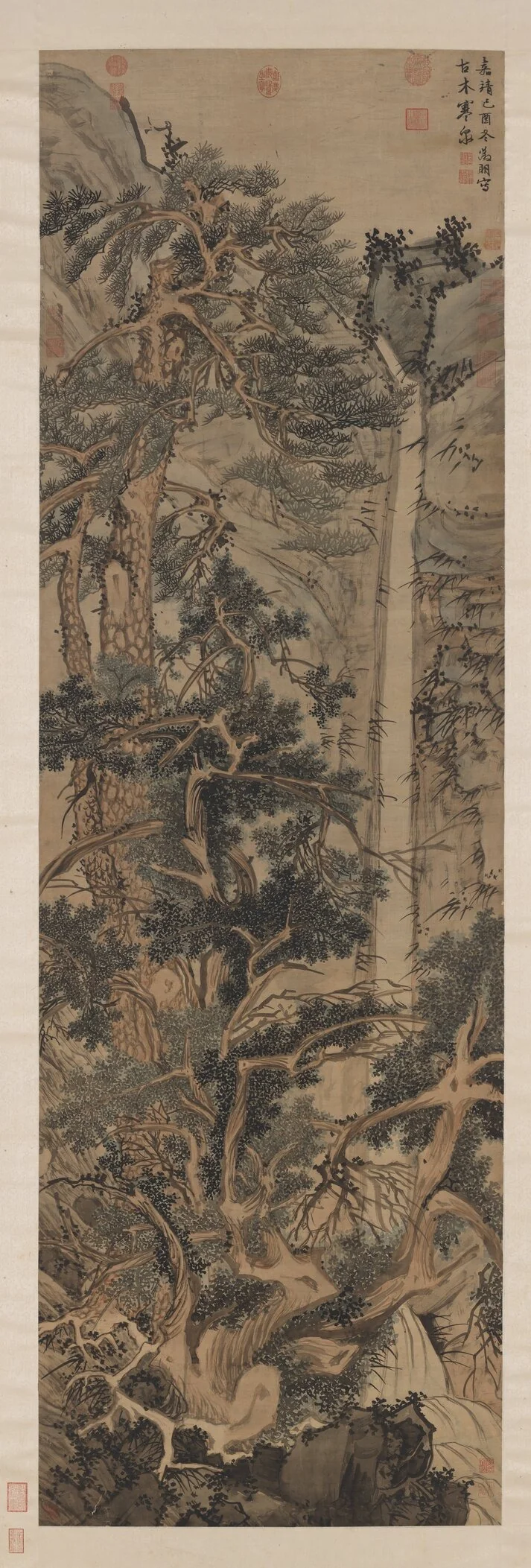明文徵明古木寒泉　軸, by Wen Zhengming, unspecified, 1549