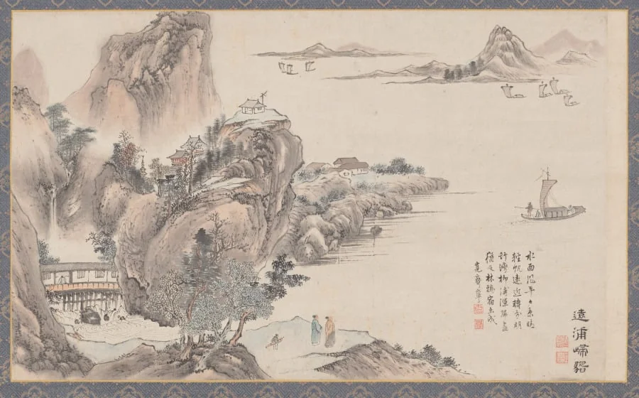 Returning Sails off a Distant Shores, from Eight Views of Xiao-Xiang, by Tani Bunchō, unspecified, 1788