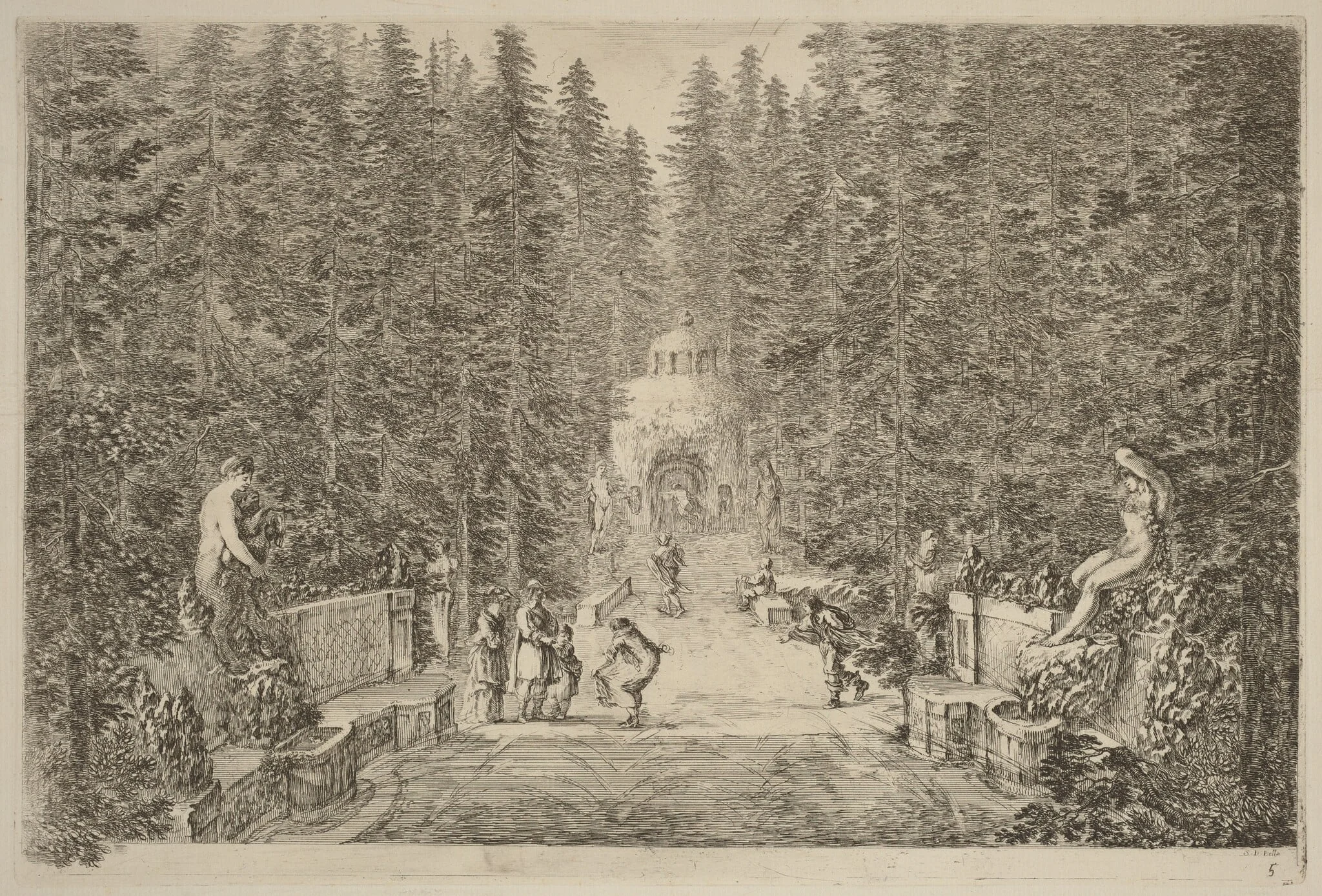 The Water Spray, by Stefano Della Bella, ink, 1653