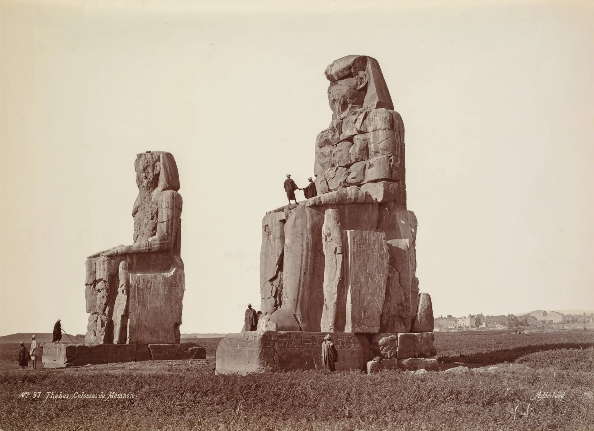 Thebes, The Colossi of Memnon, by Henri Béchard, 1874