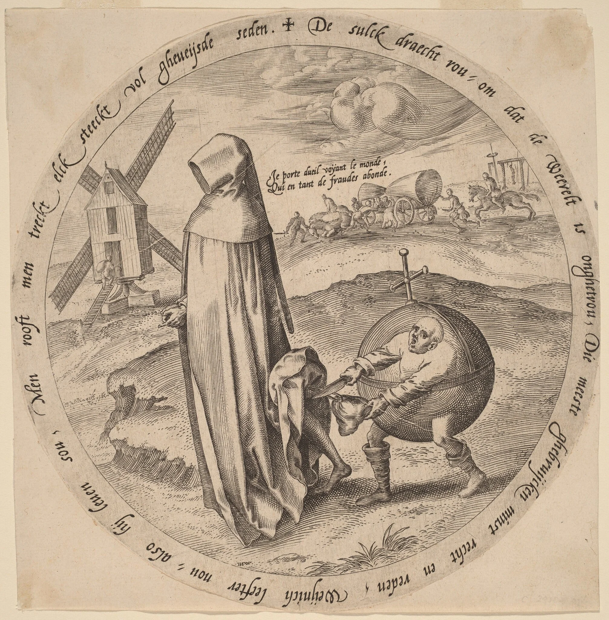 The Misanthrope Robbed by the World, by Johan Wierix, ink, 1568