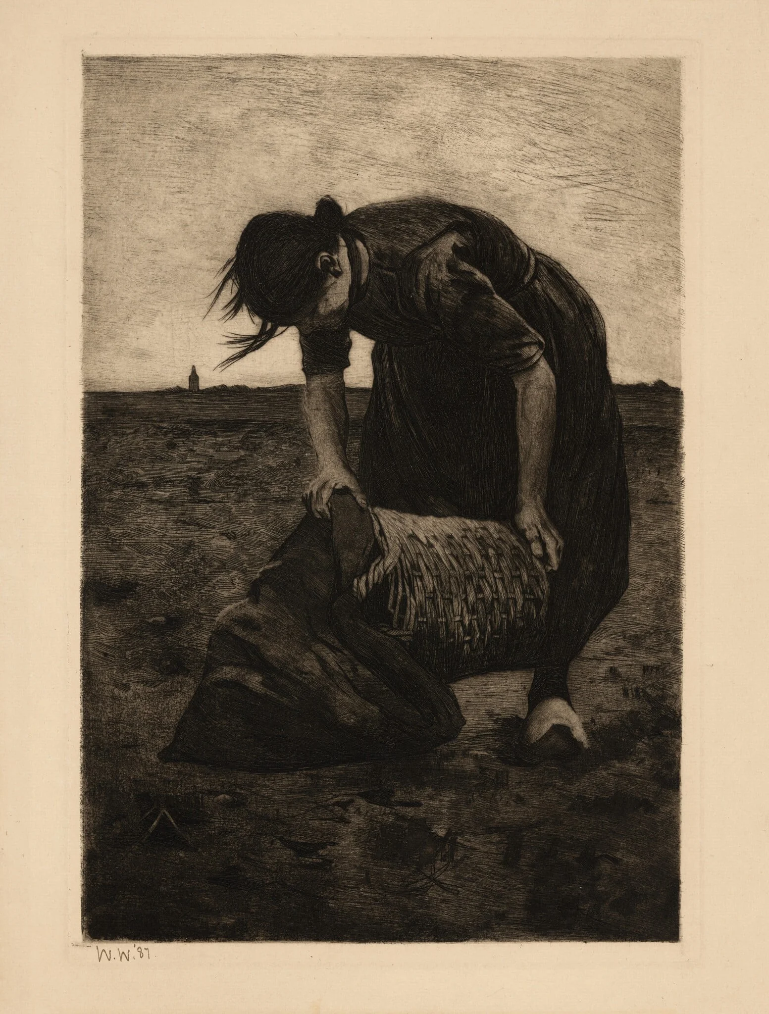 Woman with the Basket or Potato Harvester, by Willem Arnold Witsen, ink, 1886