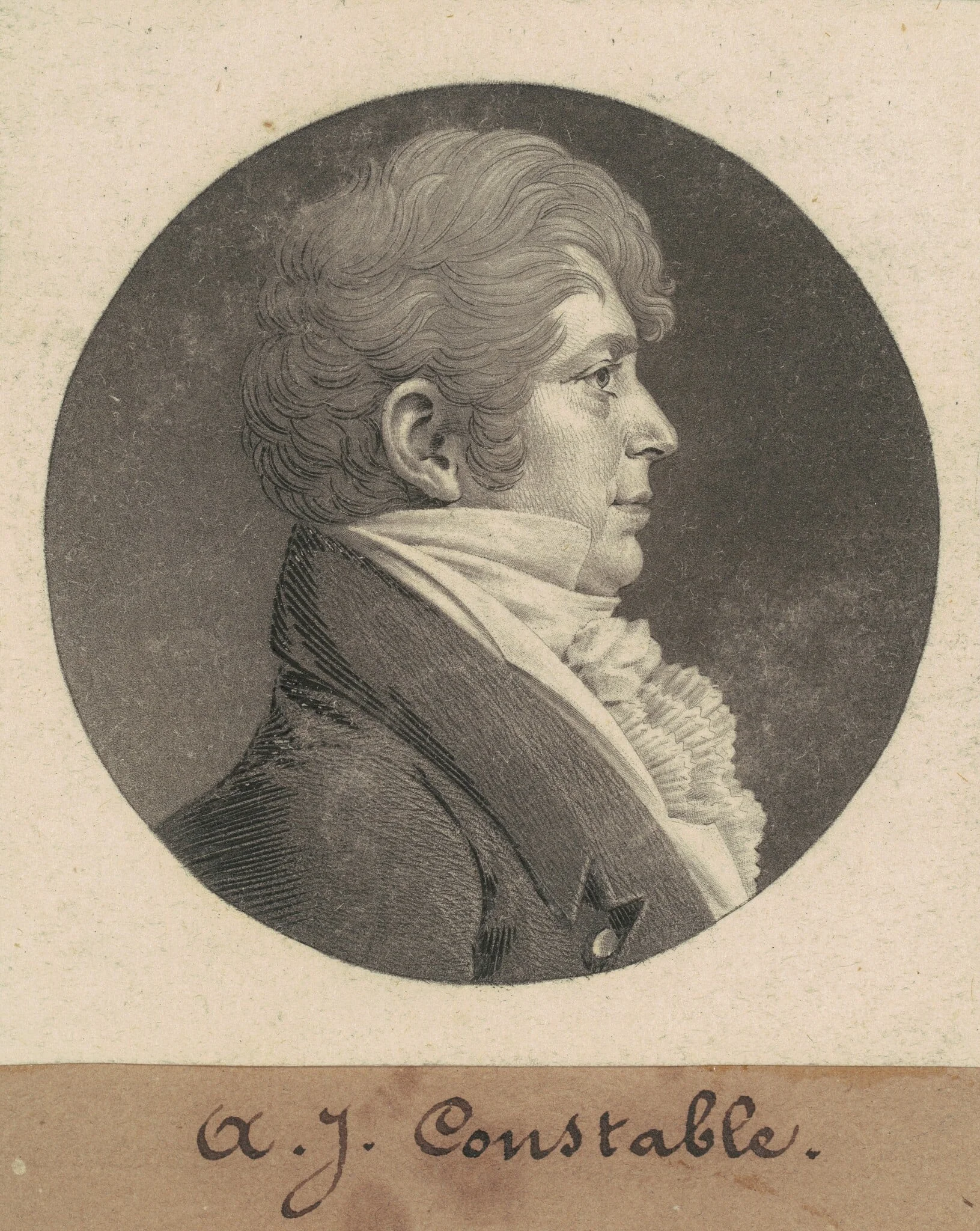 A. J. Constable, by Charles Balthazar Julien Févret de Saint-Mémin, ink, 1809
