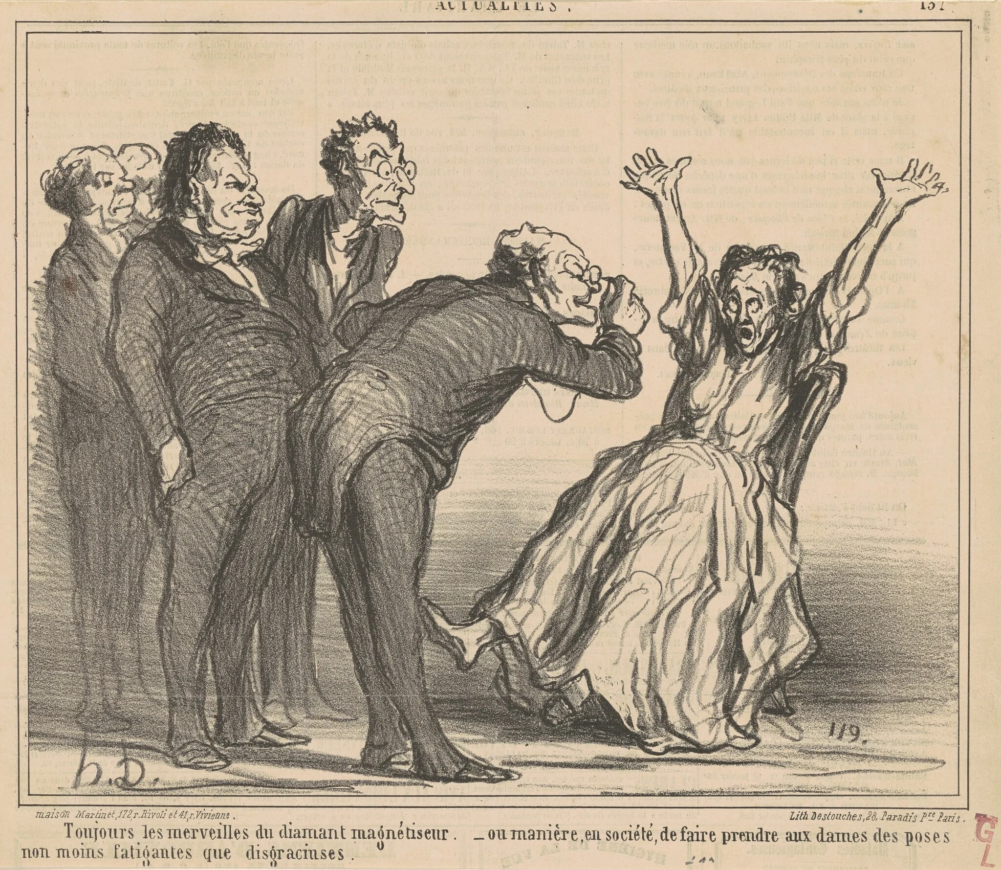 Toujours les merveilles du diamant ..., by Honoré Daumier, ink, 1860
