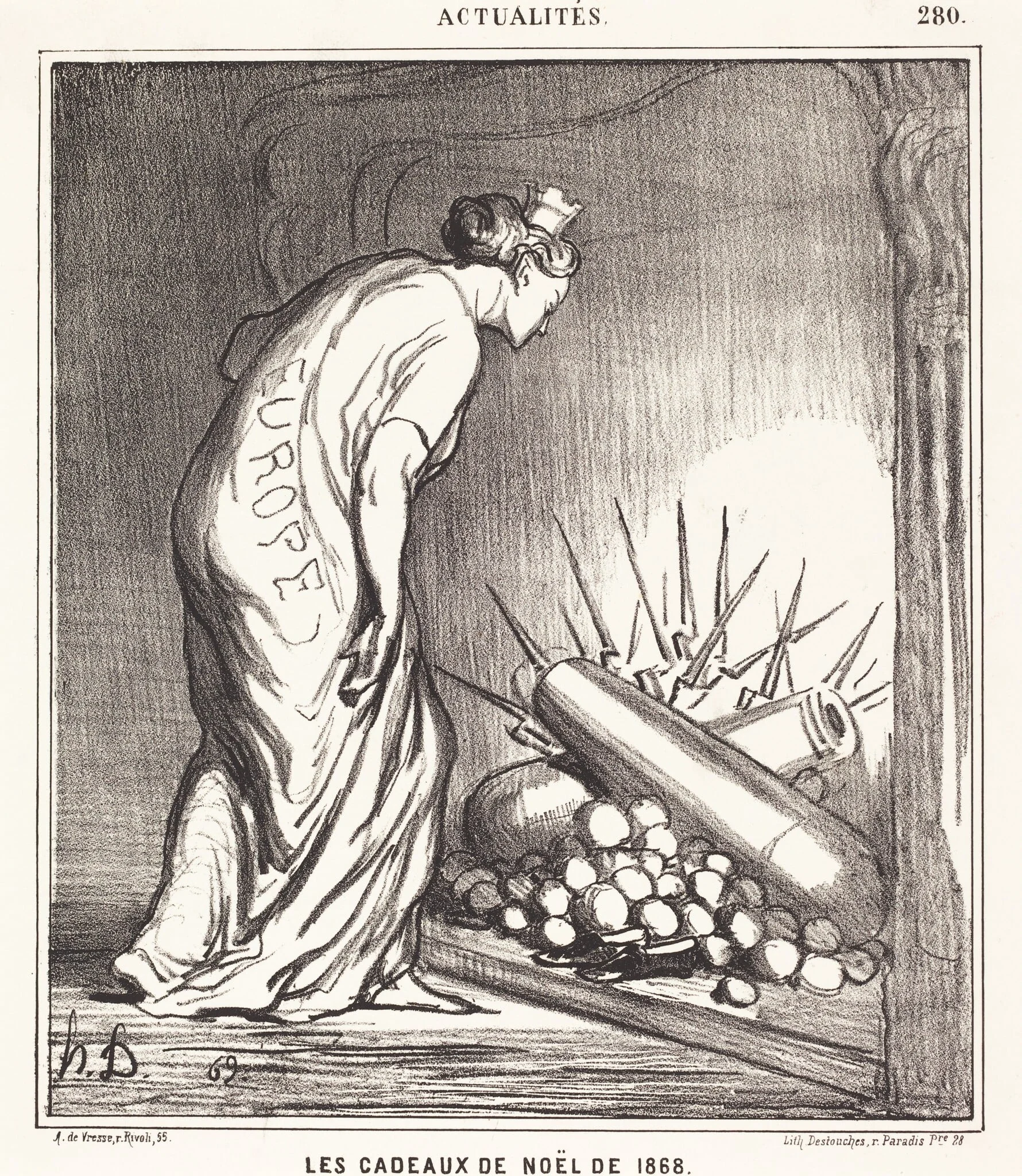 Les Cadeaux de Noël de 1868, by Honoré Daumier, ink, 1868