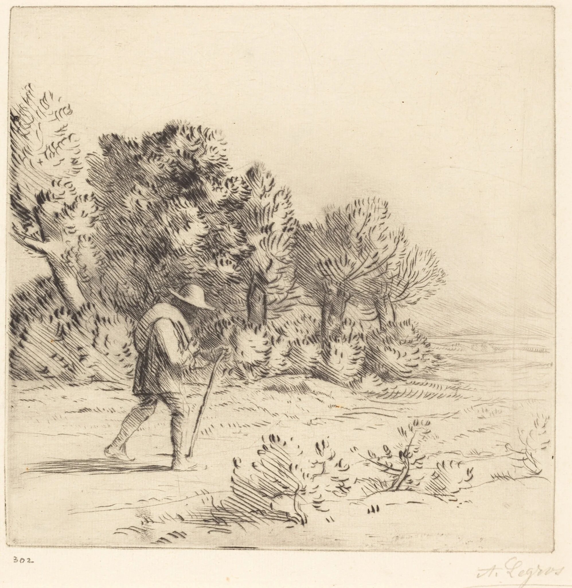 Peddler (Le colporteur), by Alphonse Legros, ink, 1874