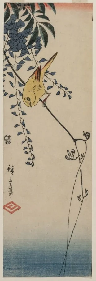 Canary and Wisteria, by Utagawa Hiroshige, 1844