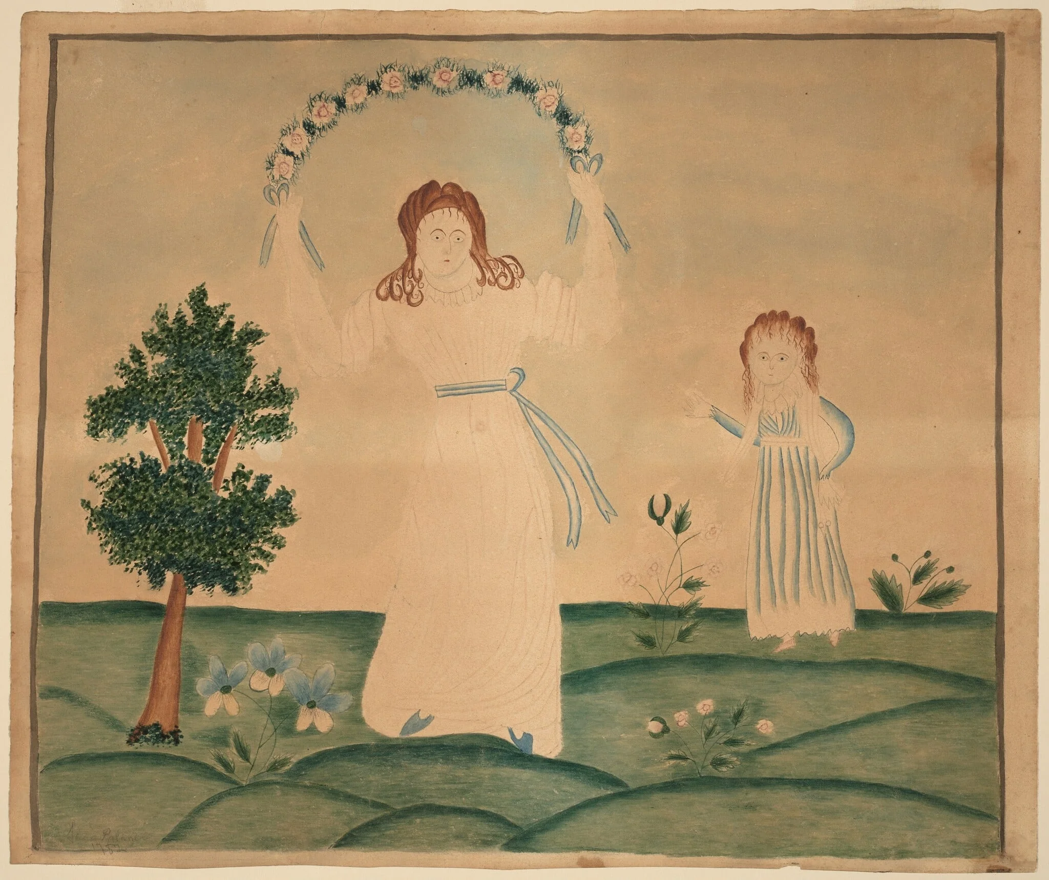 Dancing Children, by Jane Palmer, watercolor, 1782