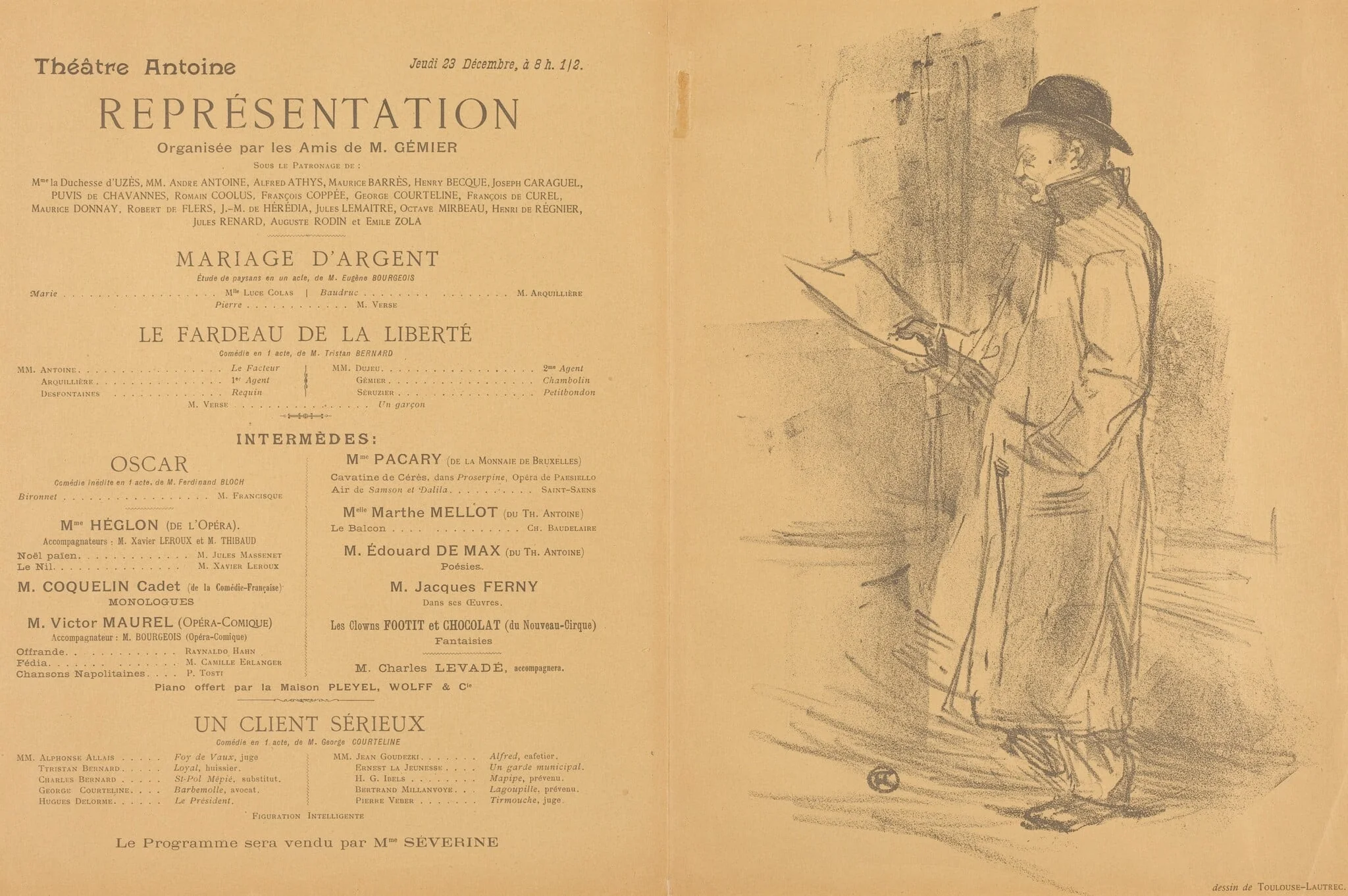 Mariage d'argent; Le Fardeau de la liberté; Un Client sérieux [recto], by Henri de Toulouse-Lautrec, ink, 1897