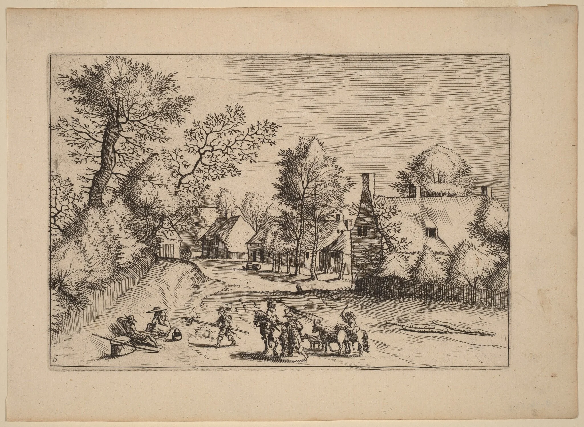 Village Road, by Johannes van Doetechum the Elder, ink, 1676