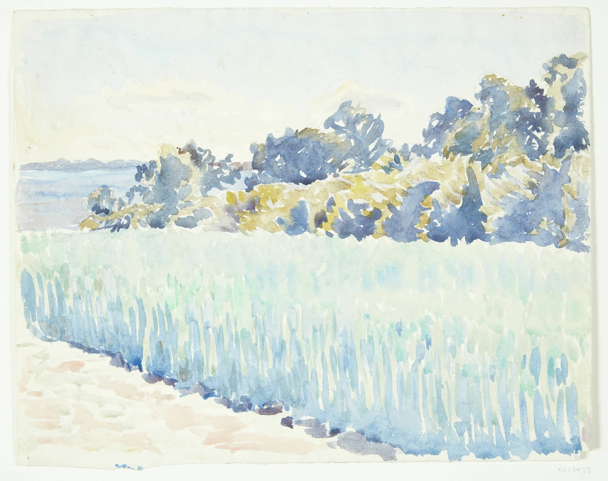 Fynsk landskab. Kornmark ved en skov, by Unknown, unspecified, 1918