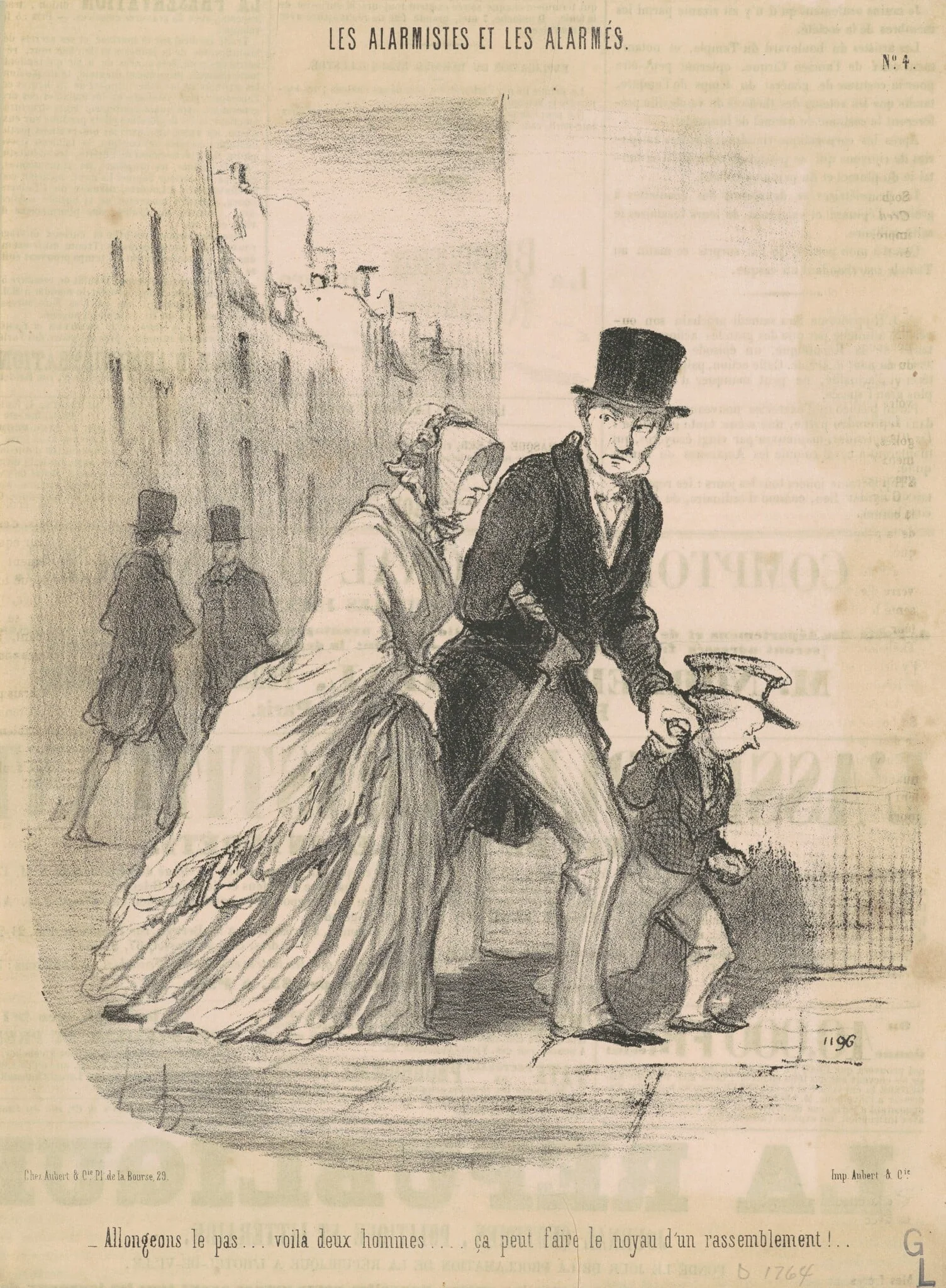 Allongeons le pas ... voila ceux hommes ..., by Honoré Daumier, ink, 1848
