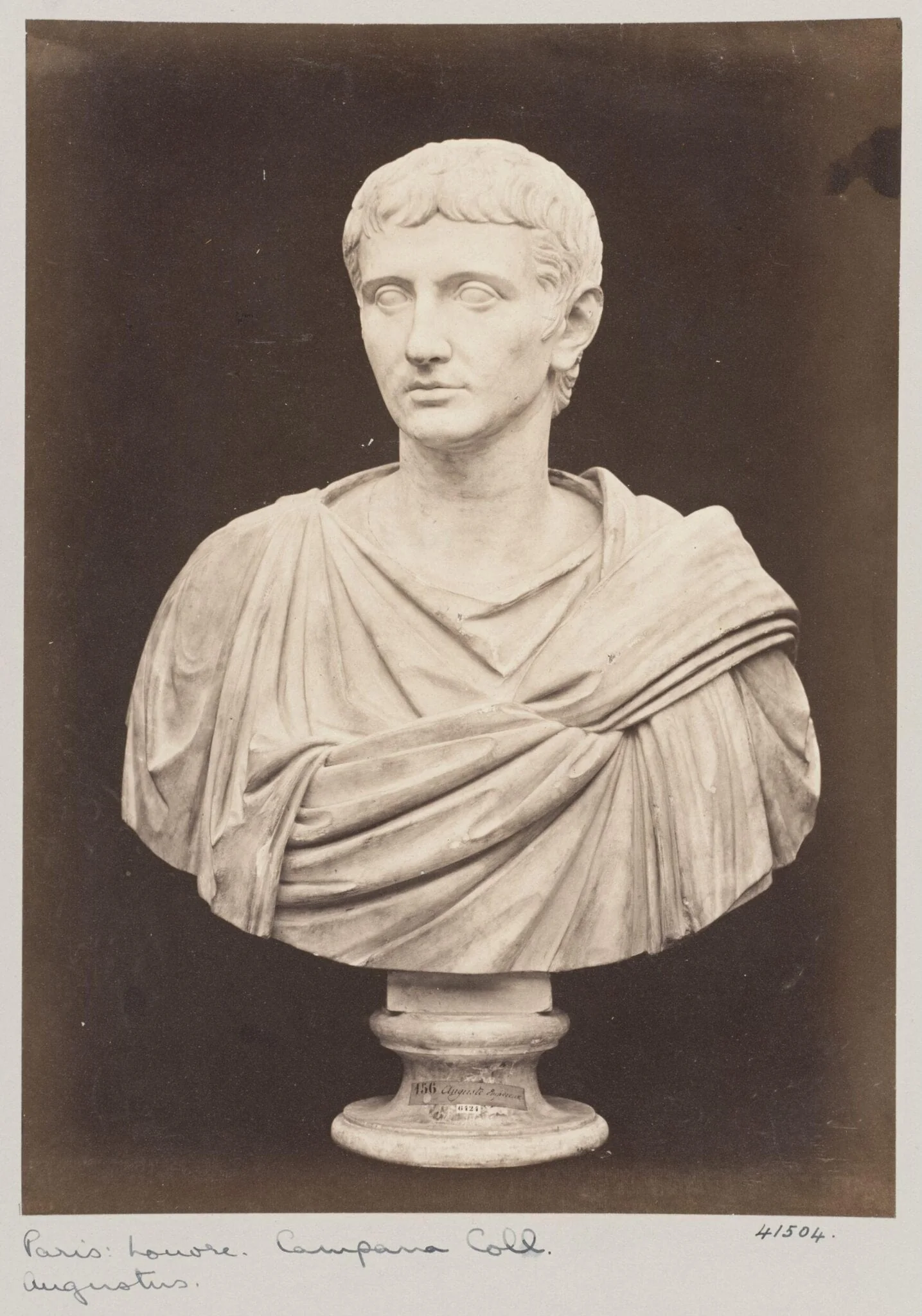 Marble Bust of the Emperor Augustus, by Louise Laffon, photographic, 1864