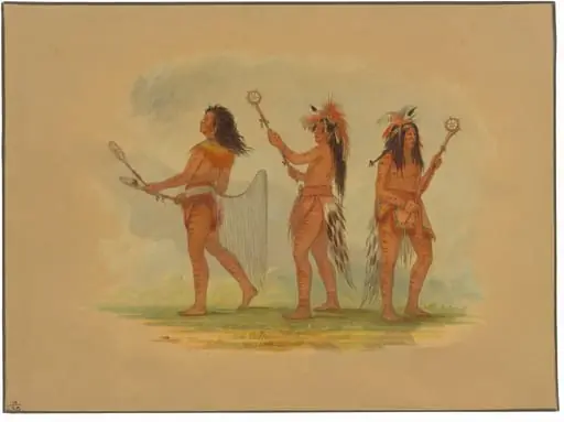 Three Celebrated Ball Players - Choctaw, Sioux and Ojibbeway