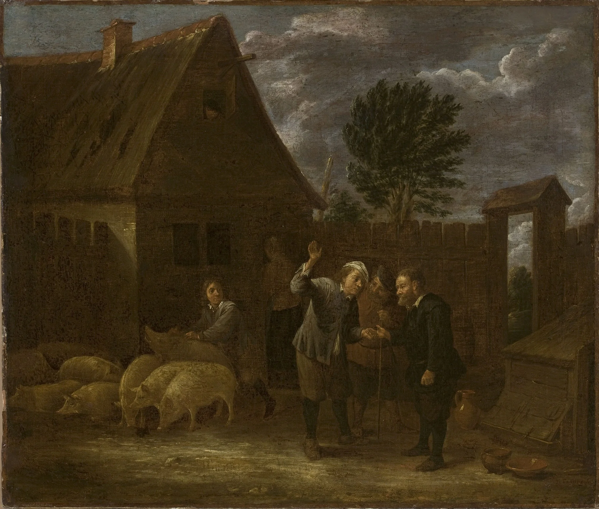 Landscape with a seller of pigs