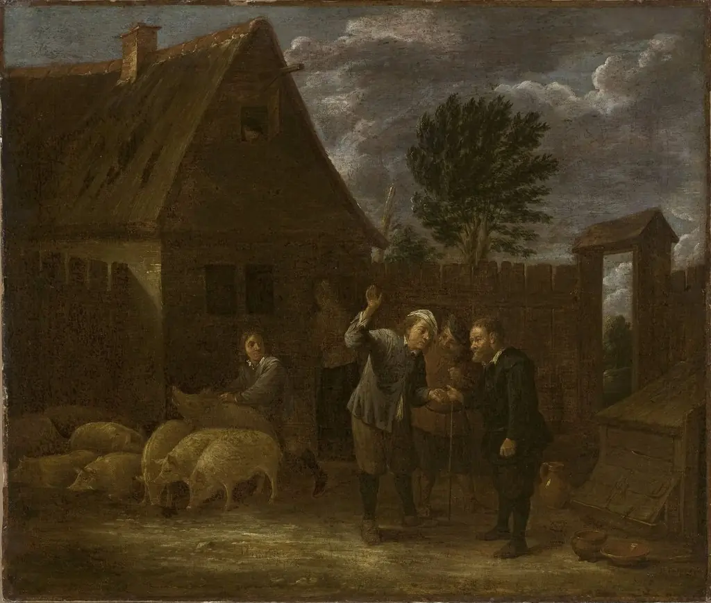 Landscape with a seller of pigs