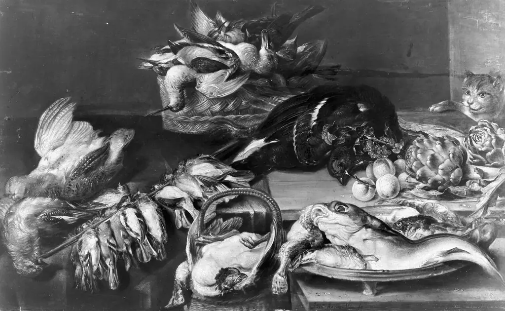 Still life with birds and fish