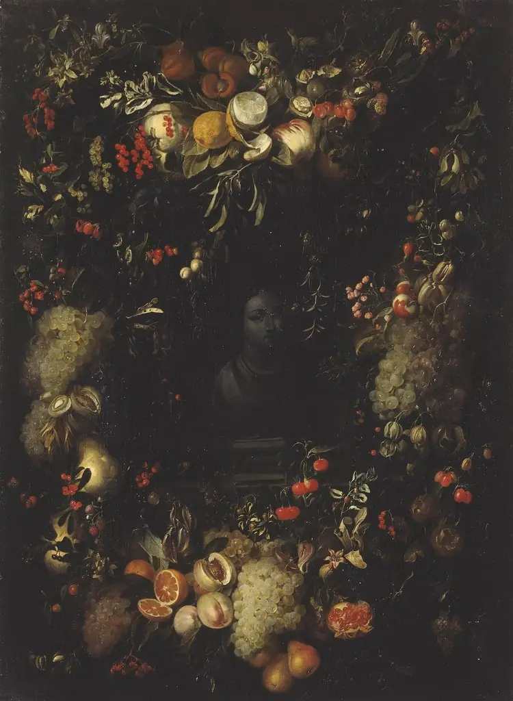 Bust of the Virgin Framed with a Garland of Fruit