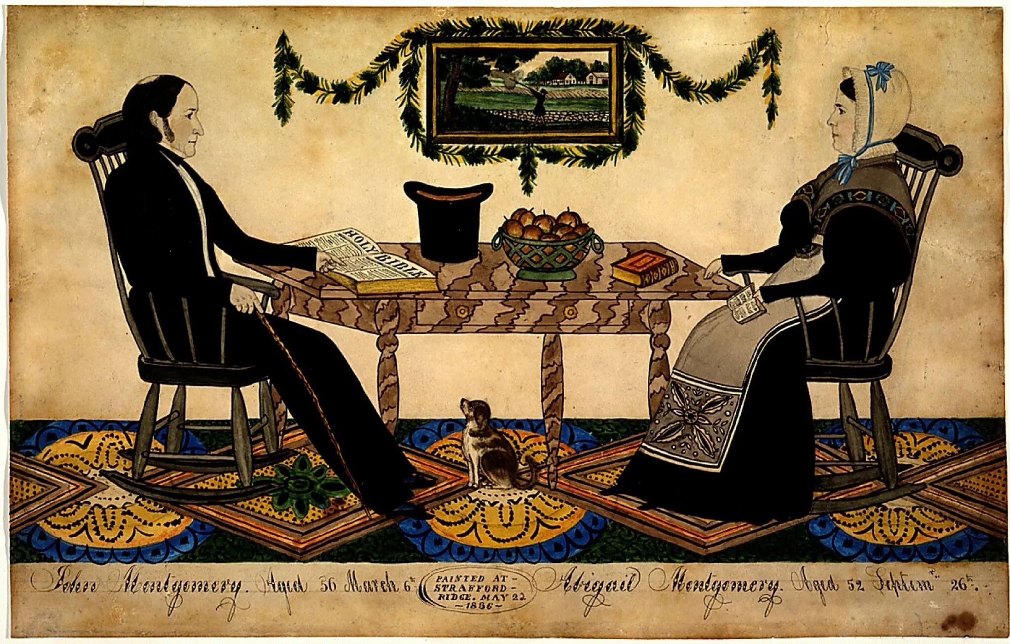 John and Abigail Montgomery, by Joseph H. Davis, ink, 1836