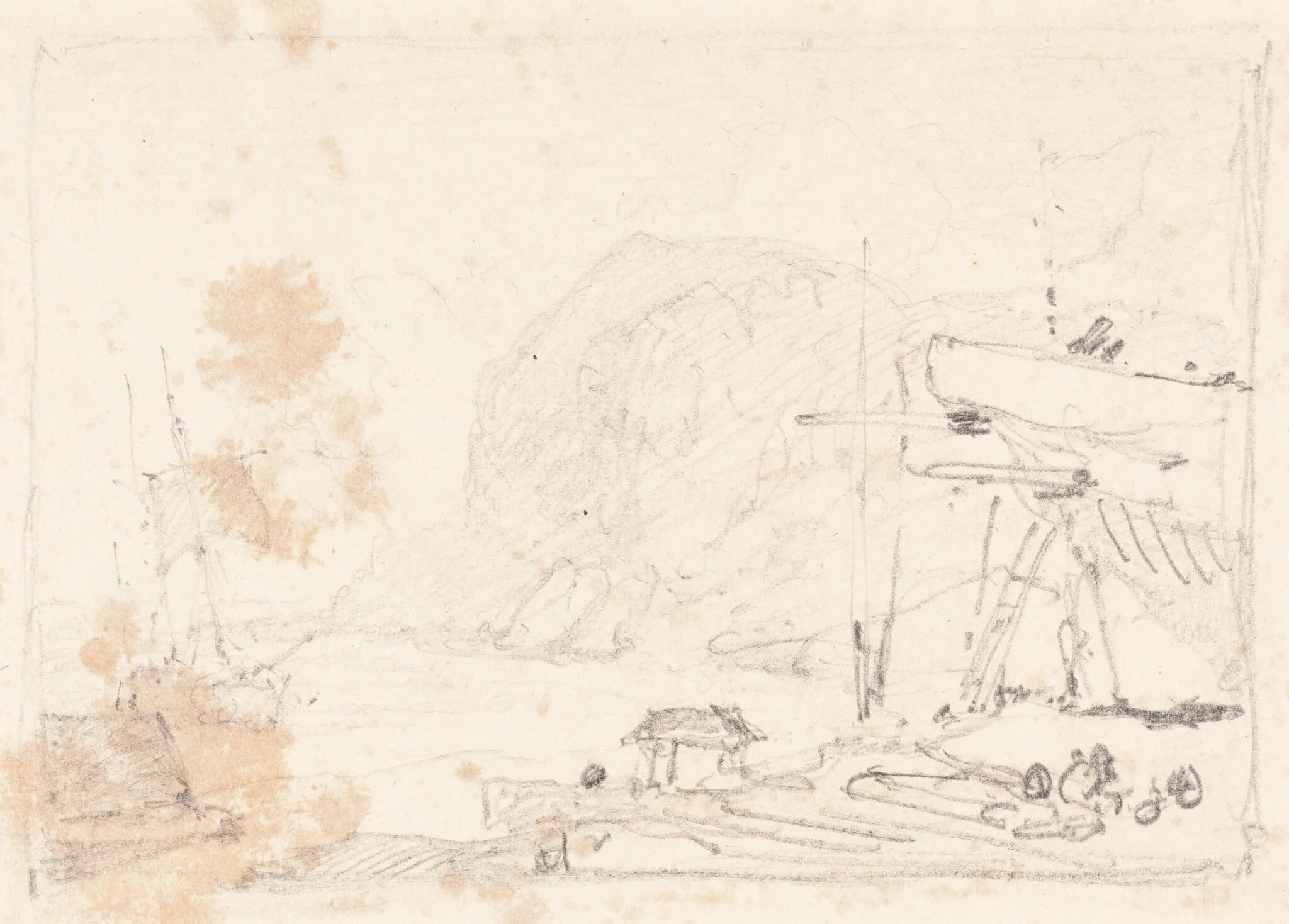 A Dry Dock, by John Sell Cotman, graphite, 1801