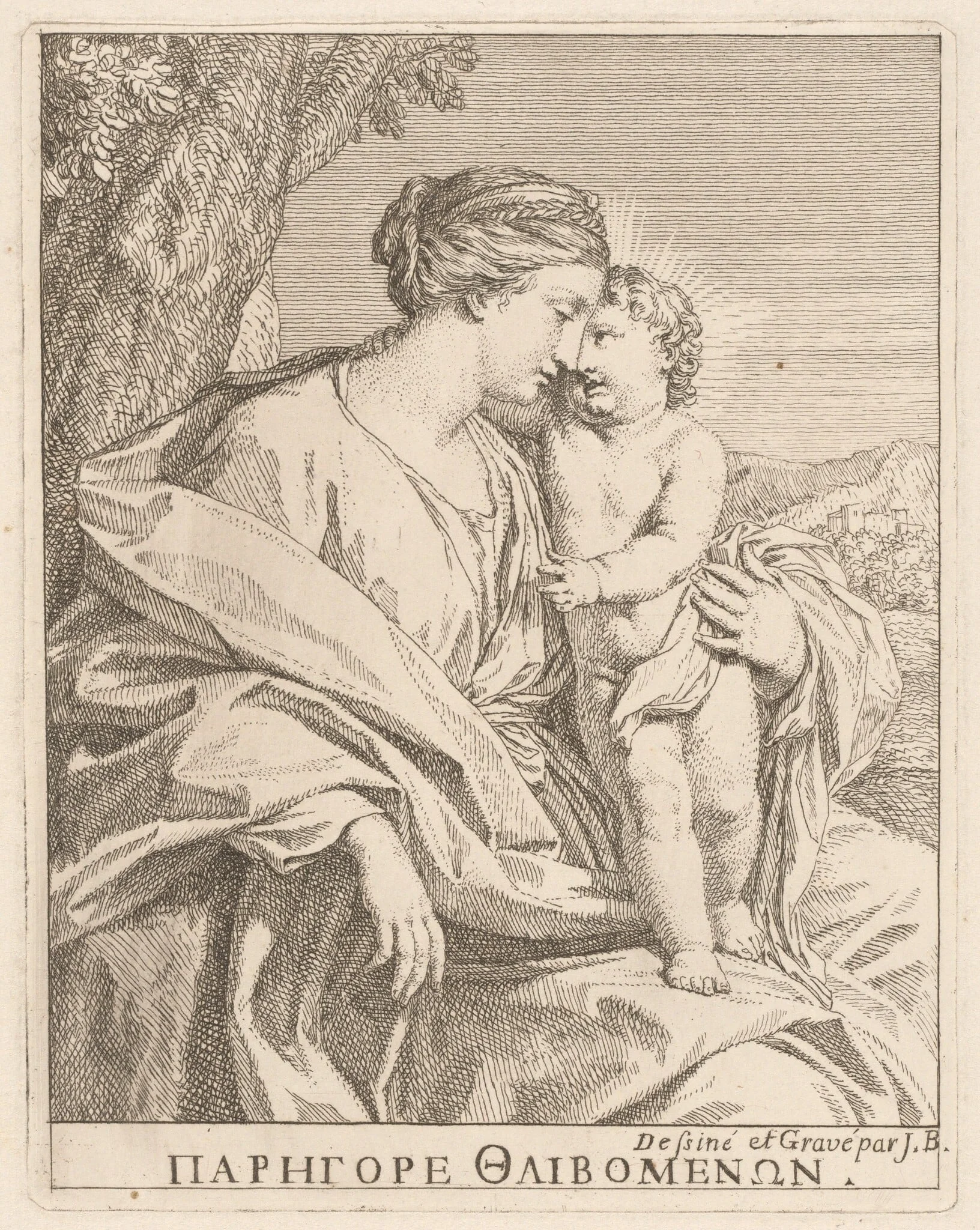 The Virgin and Child, by Giovanni Bottani, ink, 1701