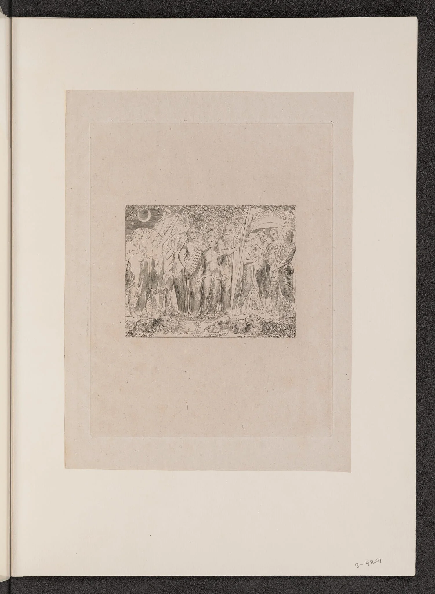 Job and His Family Restored to Prosperity, by William Blake, ink, 1825